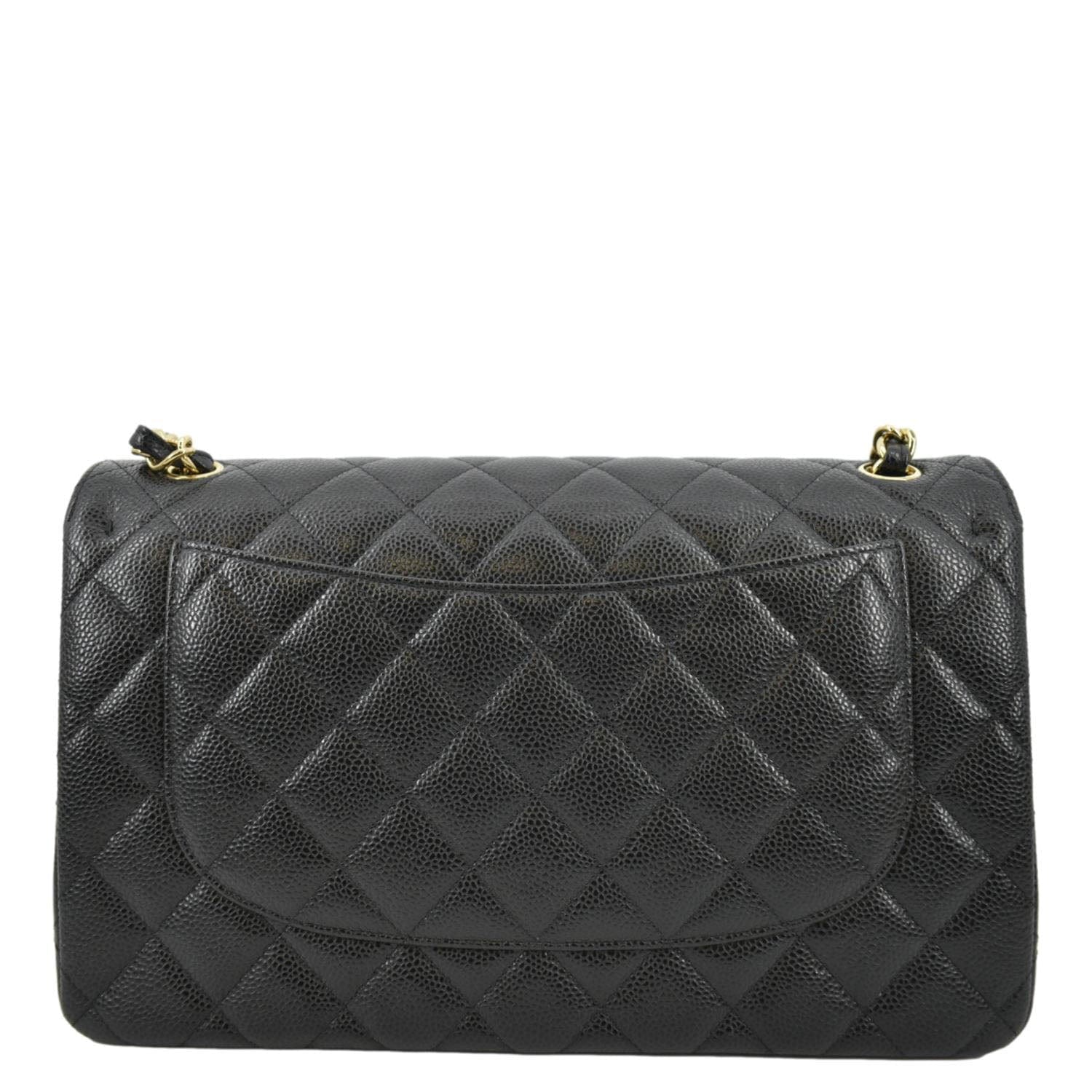 Chanel Classic Jumbo Double Flap Quilted Caviar Leather Crossbody Bag Black