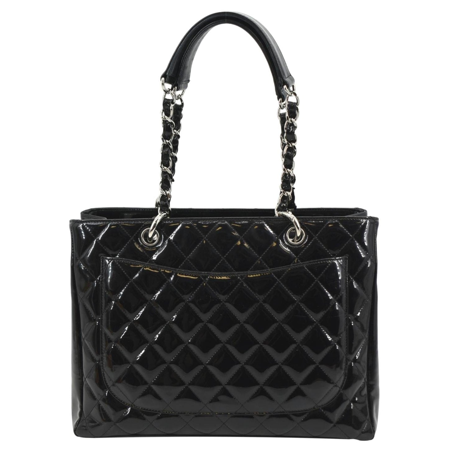 Chanel Grand Shopping Patent Leather Gst Tote Bag Black
