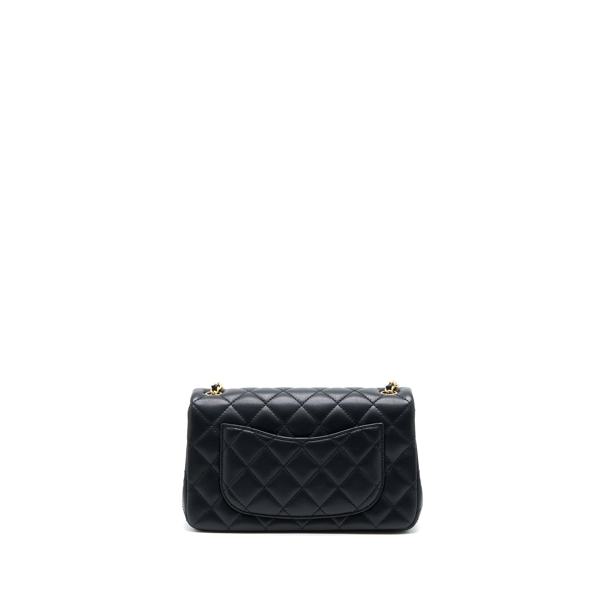 Chanel 23C Pearl Crush Rectangular Flap Lambskin Black Shoulder Bag
