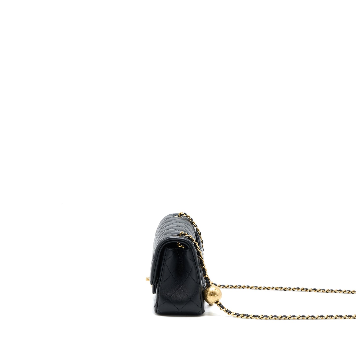 Chanel 23C Pearl Crush Rectangular Flap Lambskin Black Shoulder Bag