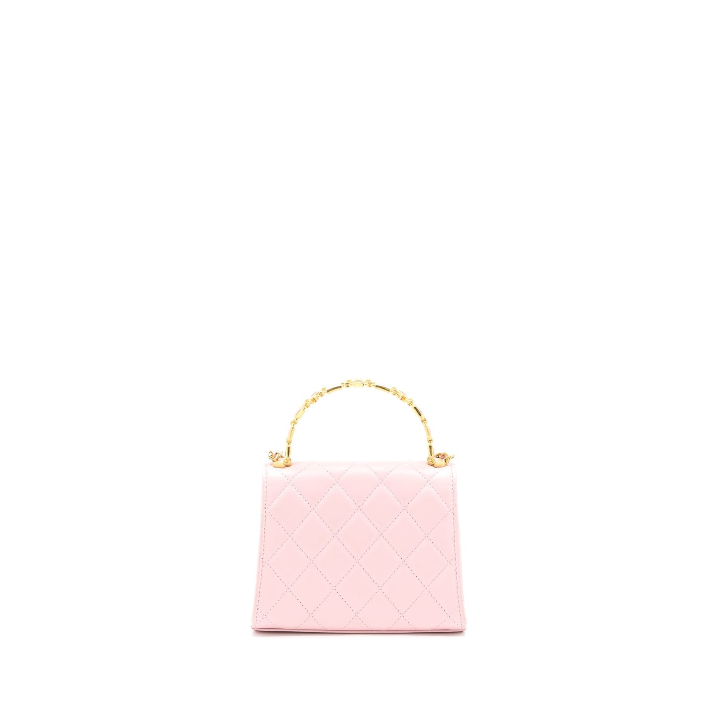 Chanel 22B Flap Enamel Top Handle Lambskin Pink Shoulder Bag