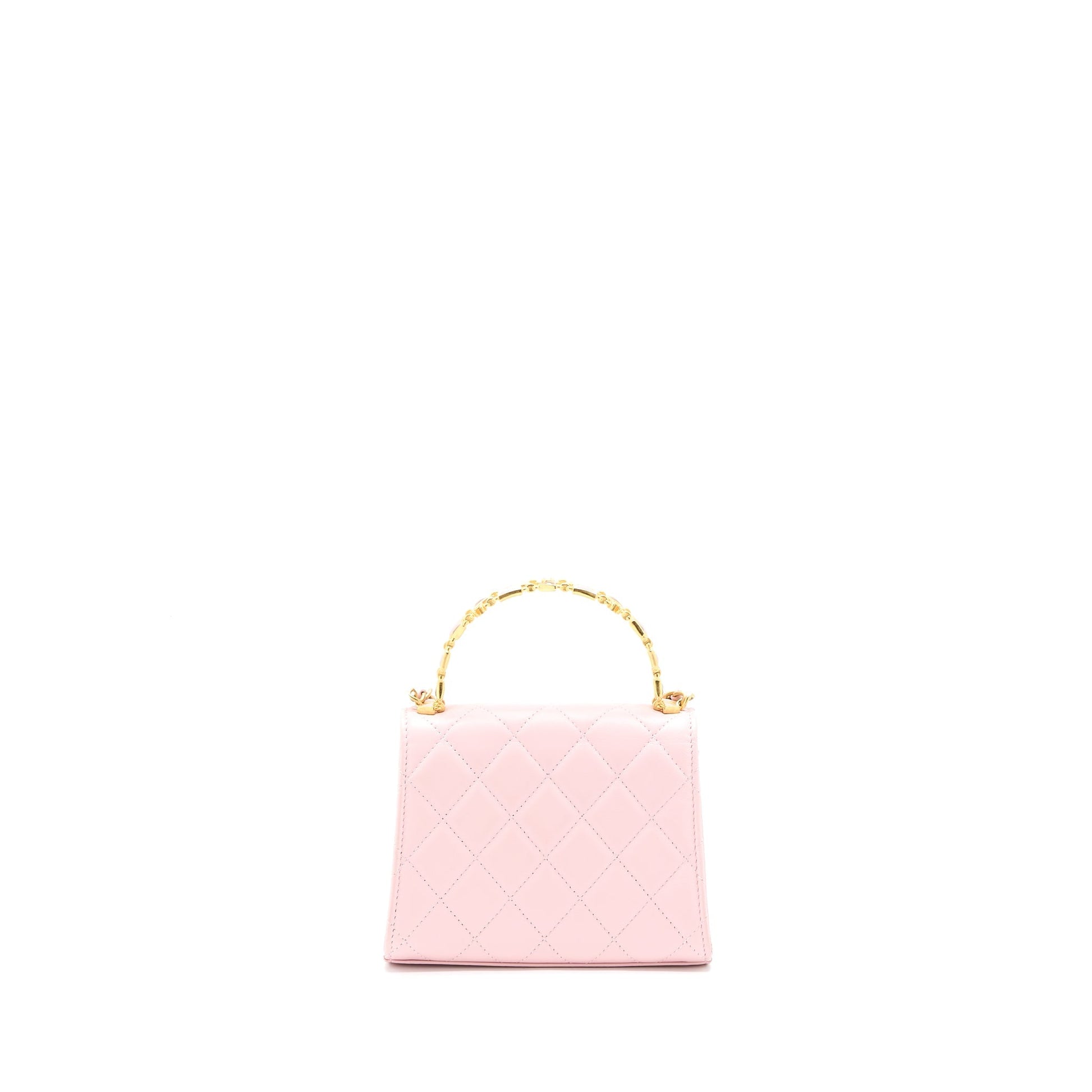 Chanel 22B Flap Enamel Top Handle Lambskin Pink Shoulder Bag