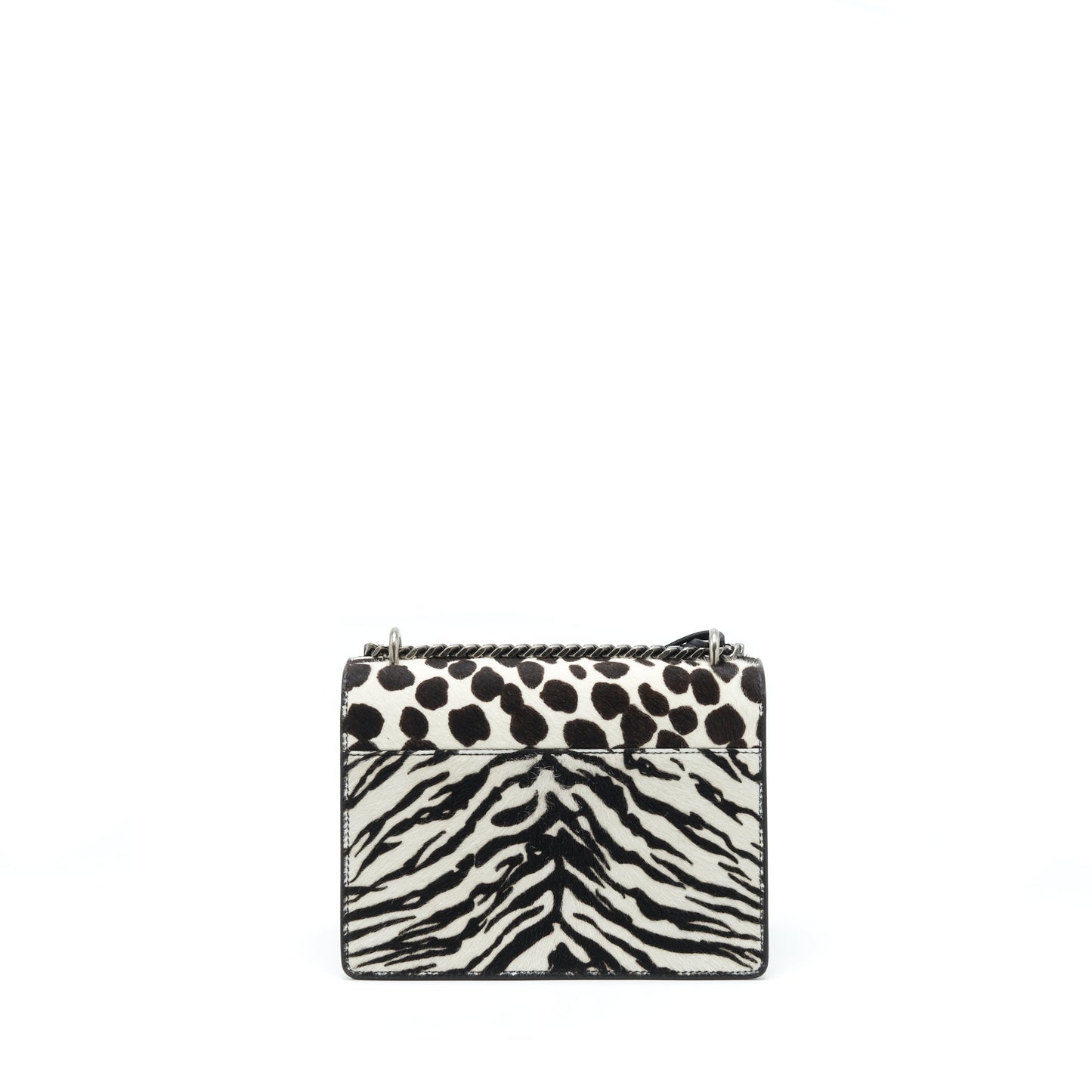 YSL Saint Laurent Sunset Animal Print Calf Hair Ruthenium Hardware Travel Bag
