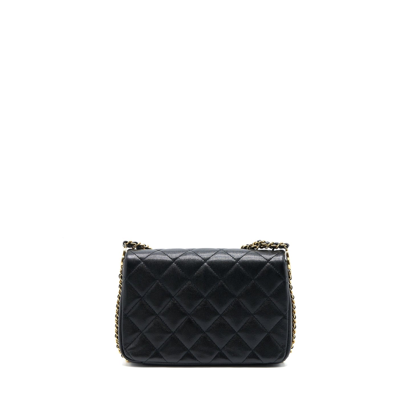 Chanel 23C Flap CC Logo Grained Calfskin Black Shoulder Bag