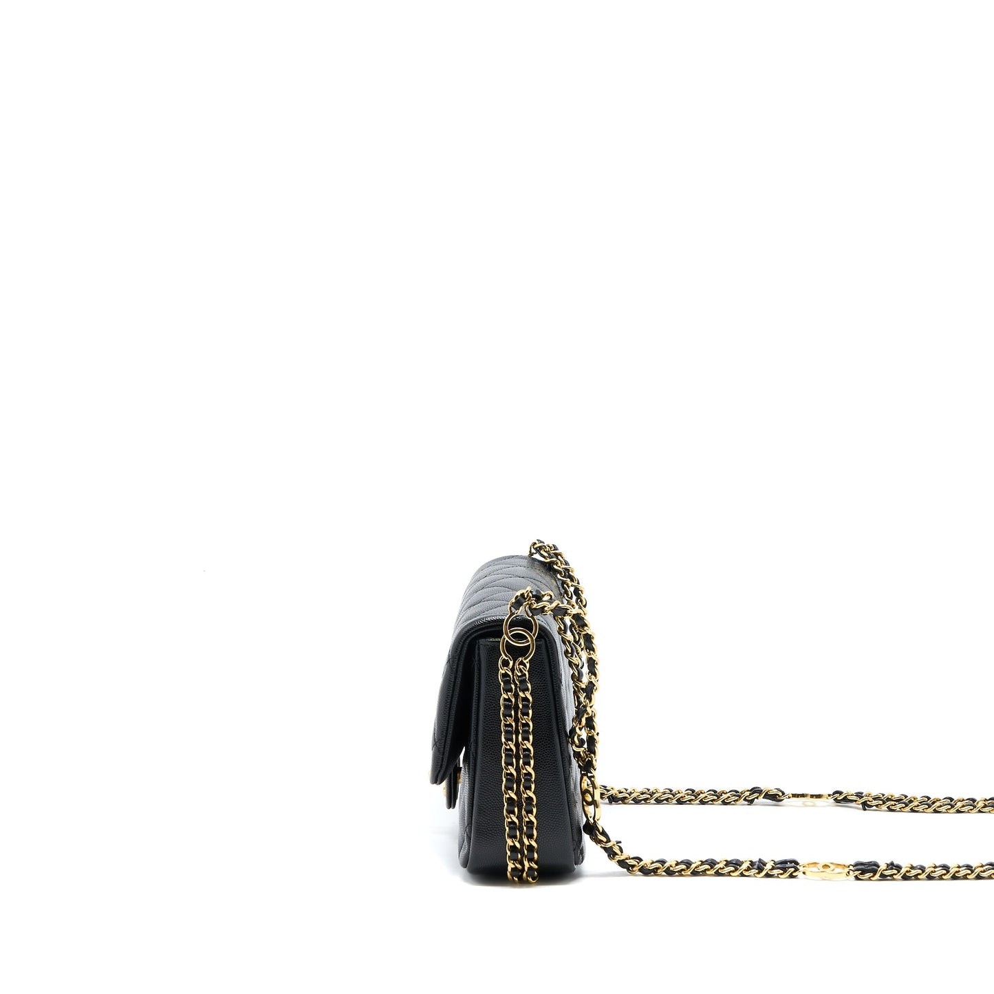 Chanel 23C Flap CC Logo Grained Calfskin Black Shoulder Bag
