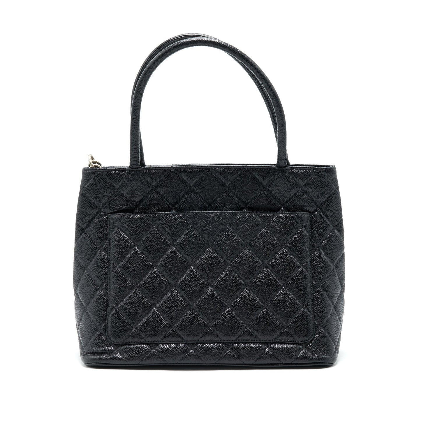 Chanel Vintag Medallion Caviar SHW Black Tote Bag