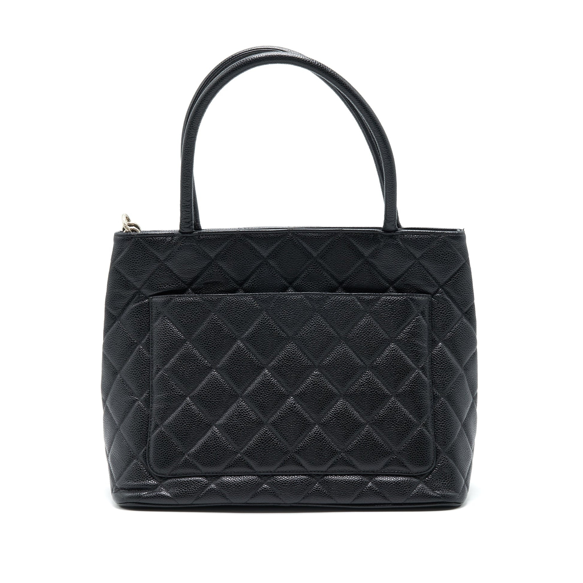 Chanel Vintag Medallion Caviar SHW Black Tote Bag