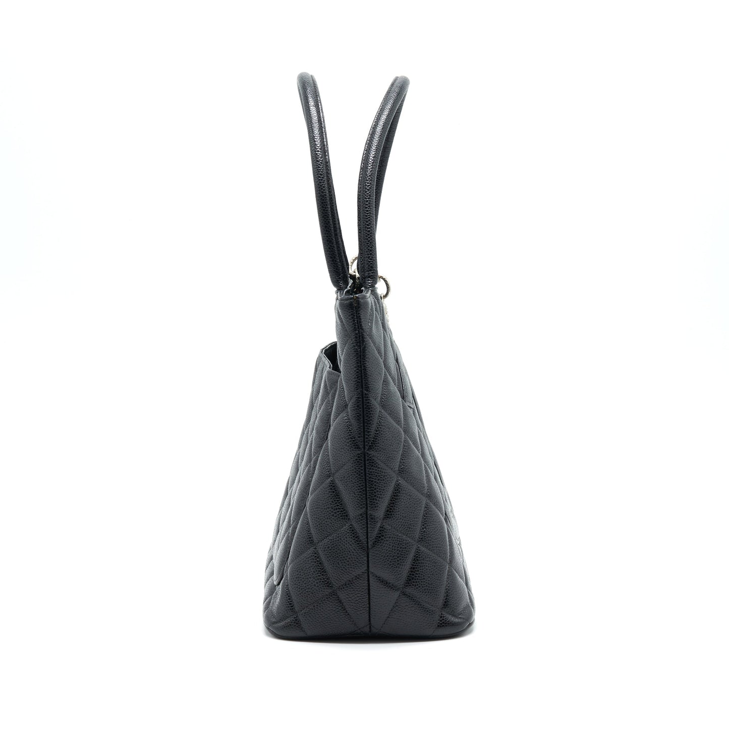 Chanel Vintag Medallion Caviar SHW Black Tote Bag