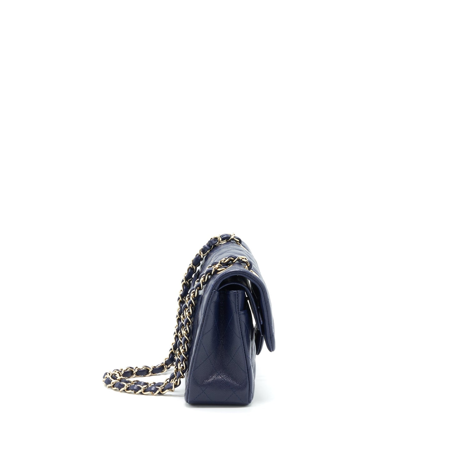 Chanel Classic Flap Caviar Dark LGHW Blue Small Shoulder Bag
