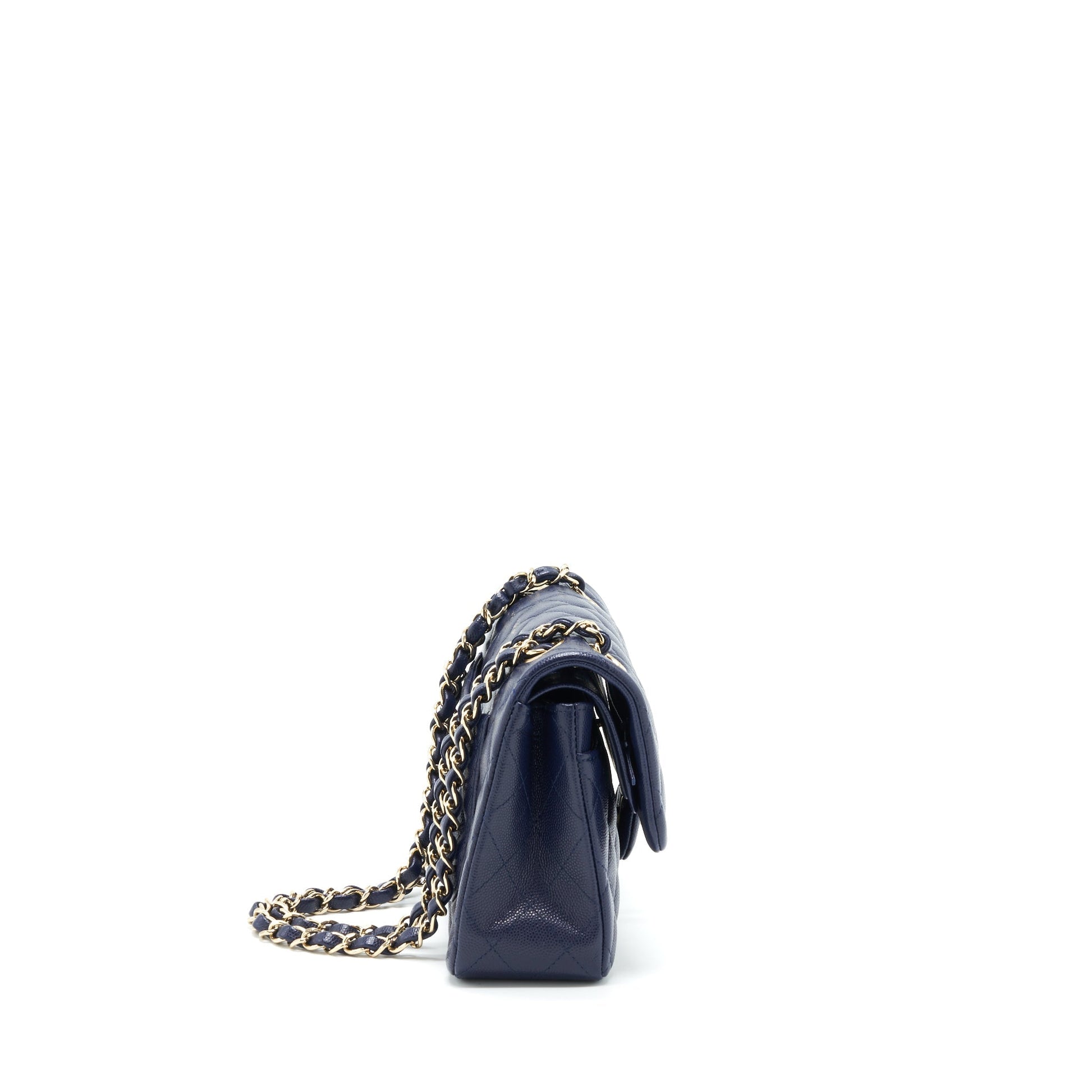 Chanel Classic Flap Caviar Dark LGHW Blue Small Shoulder Bag