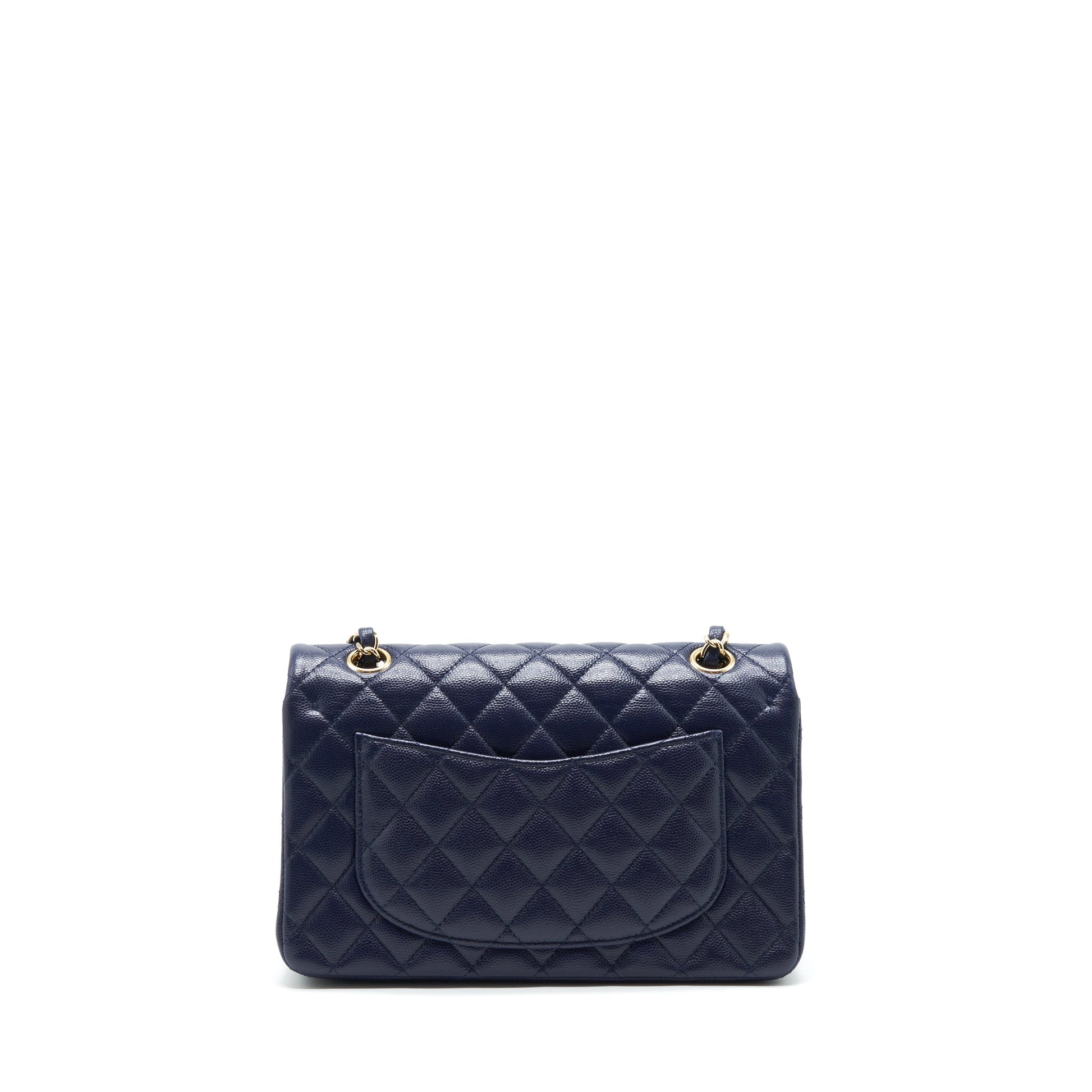 Chanel Classic Flap Caviar Dark LGHW Blue Small Shoulder Bag
