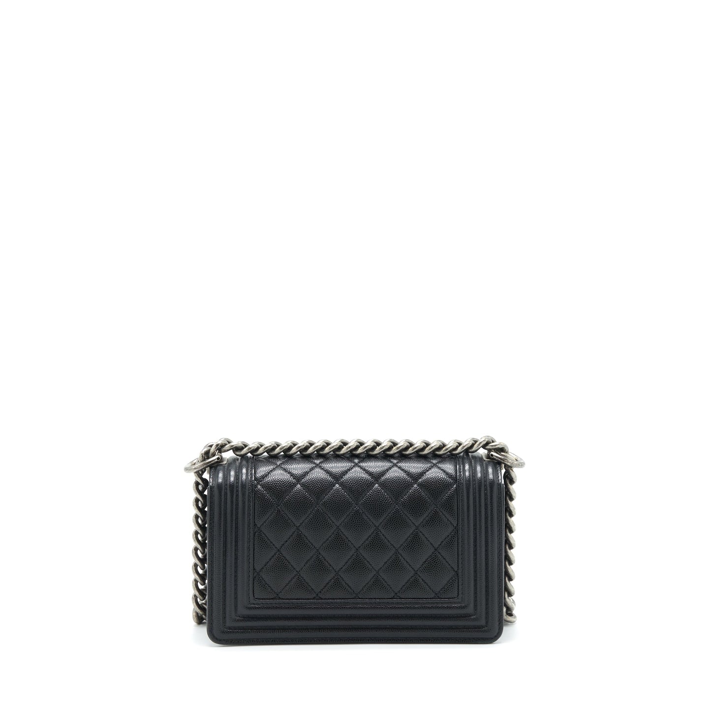 Chanel Boy Caviar Ruthenium Sliver Hardware Black Small Handbag