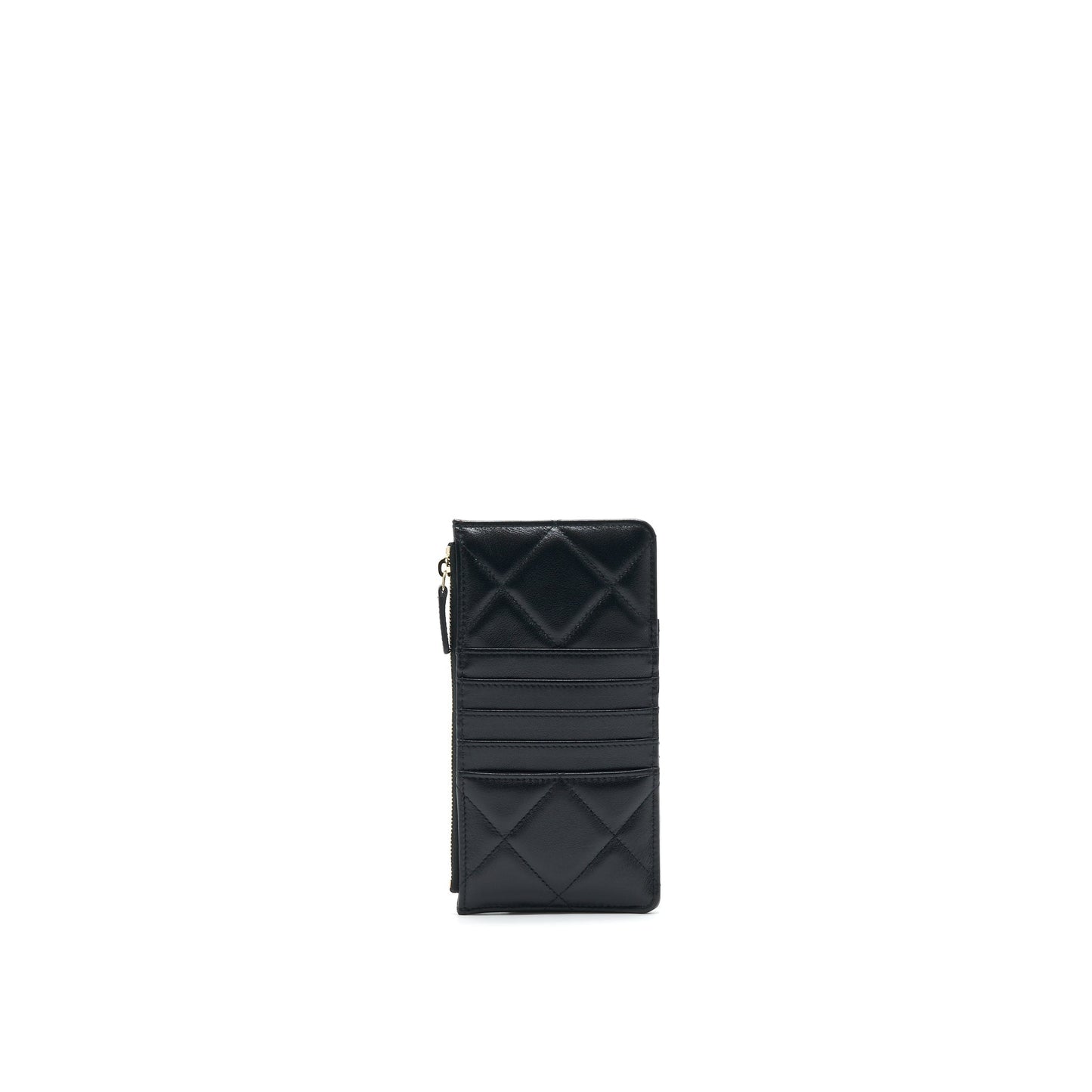 Chanel 19 Phone Card Holder Lambskin Quilted Black Wallet Case