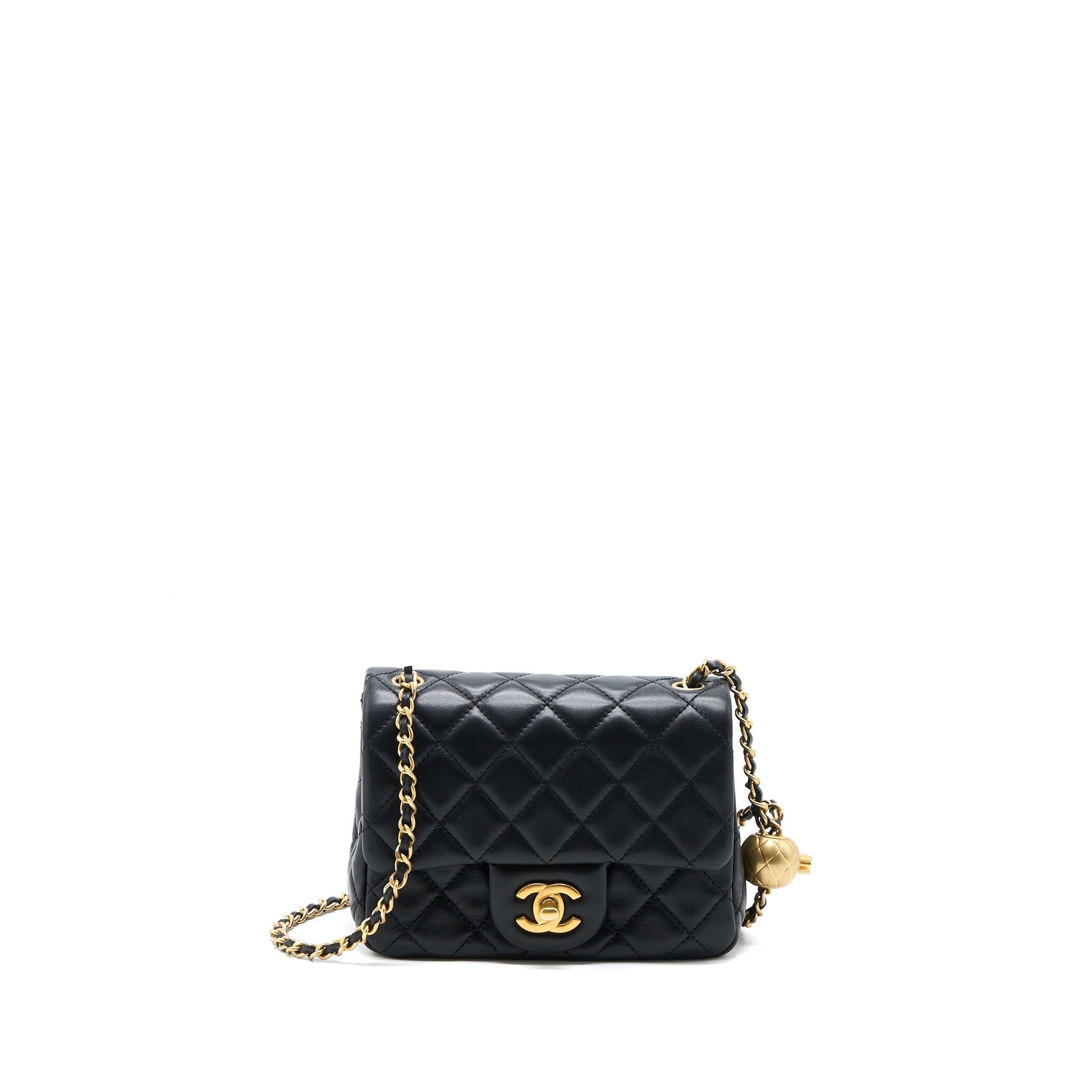 Chanel Pearl Crush Square Lambskin Brushed GHW Black Mini Bag Microchip 1