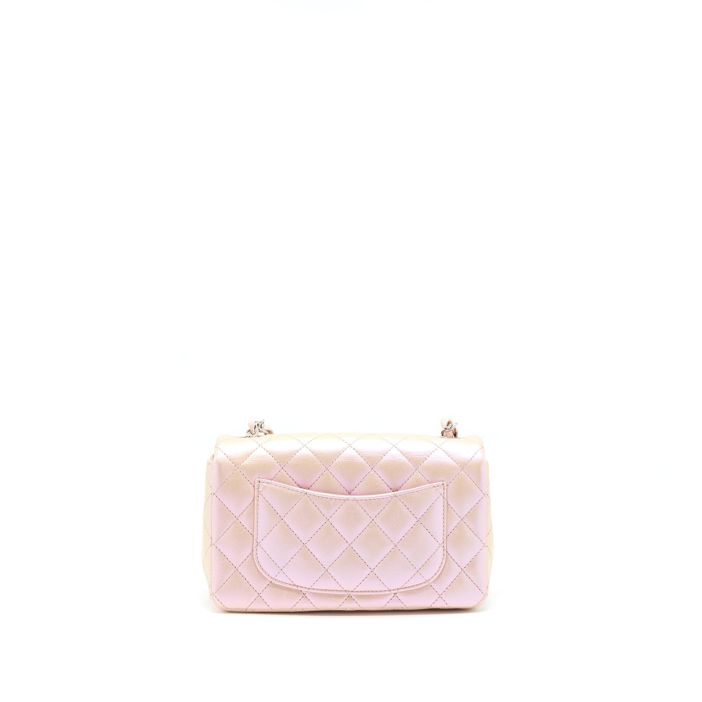 Chanel 21k Iridescent Rectangular Calfskin SHW Pink Beige Mini Bag