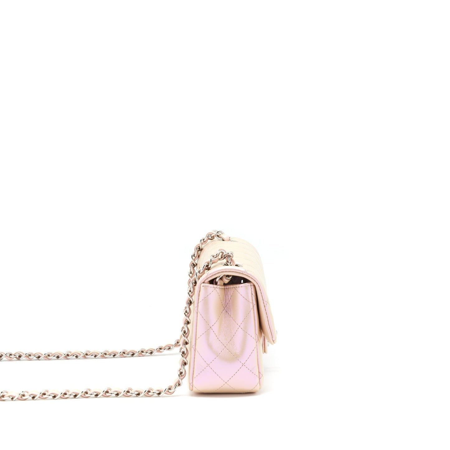 Chanel 21k Iridescent Rectangular Calfskin SHW Pink Beige Mini Bag