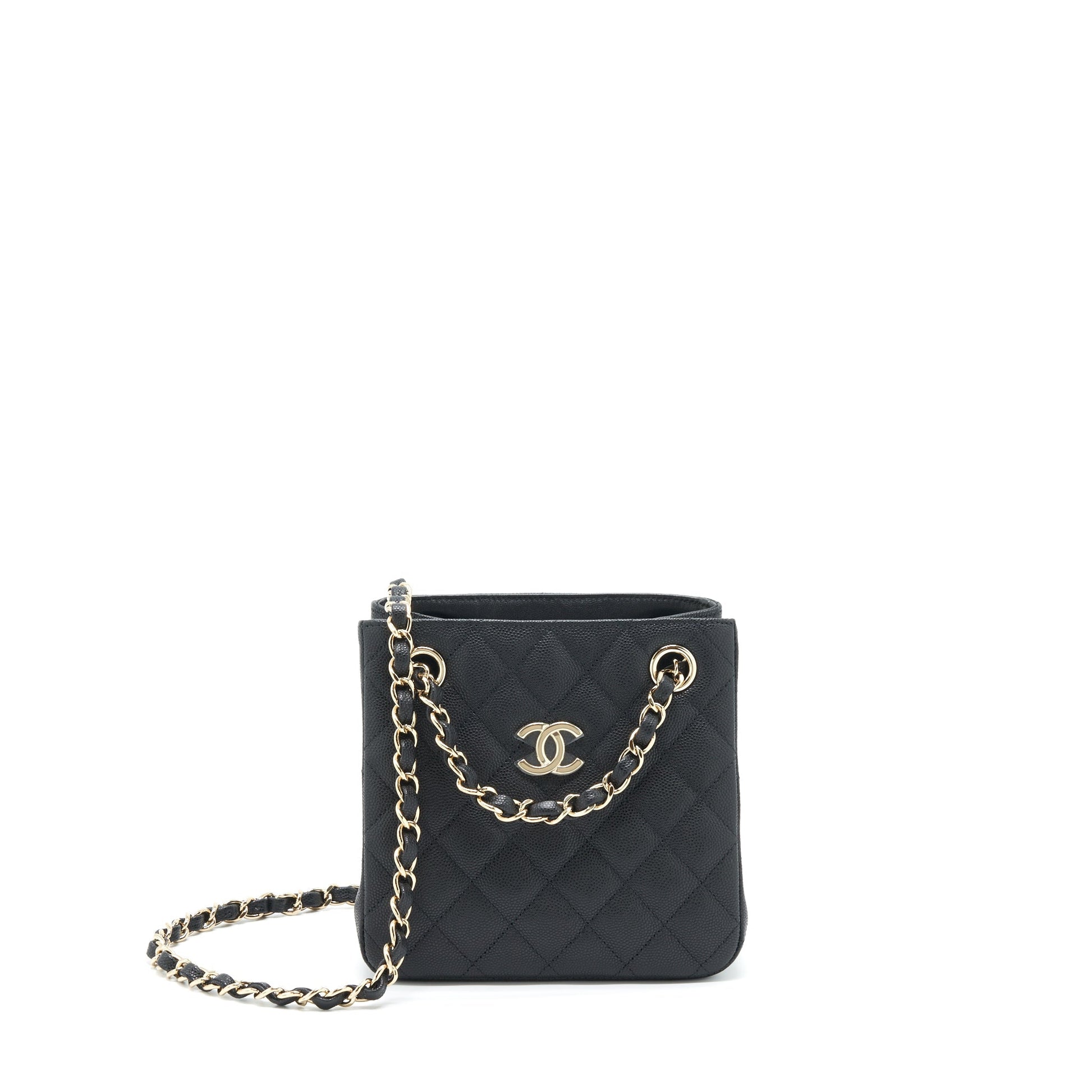 Chanel 22S Bucket Caviar LGHW Microchip Black Bucket Bag