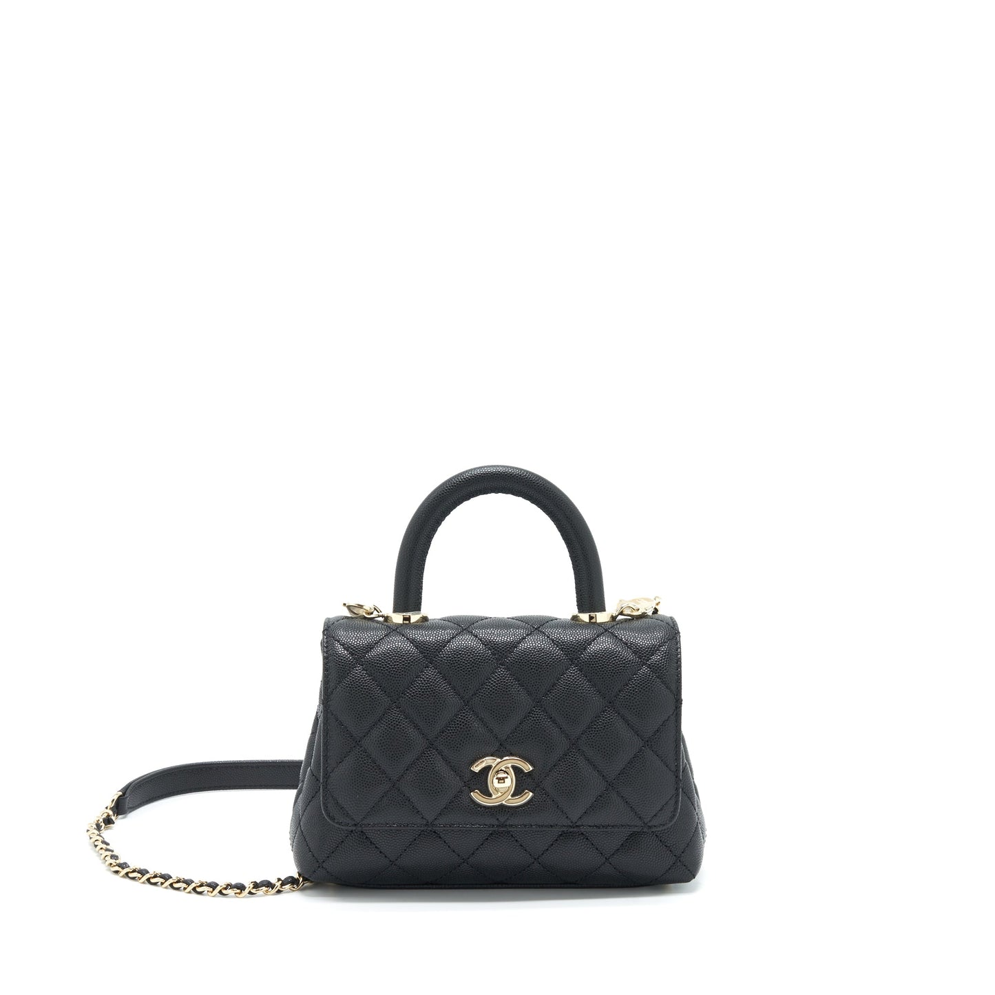Chanel Coco Handle Caviar LGHW Microchip Black Mini Bag
