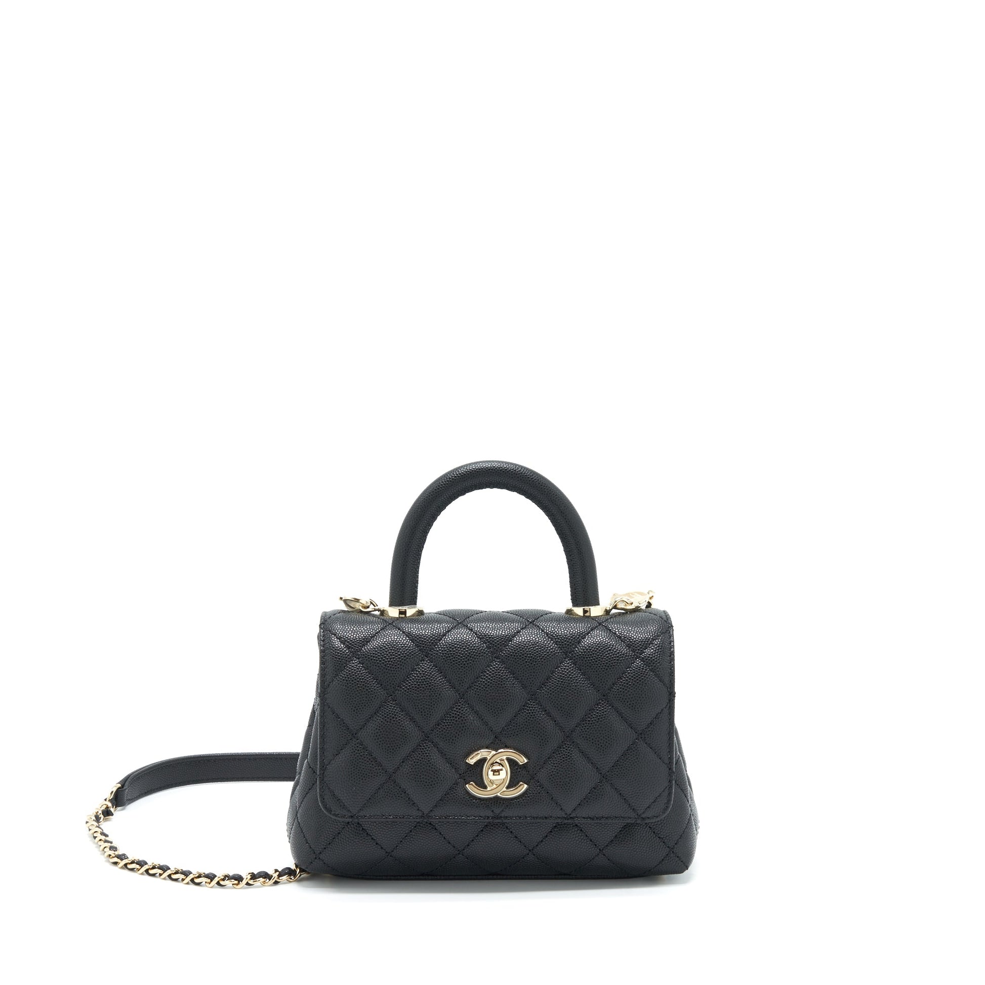 Chanel Coco Handle Caviar LGHW Microchip Black Mini Bag
