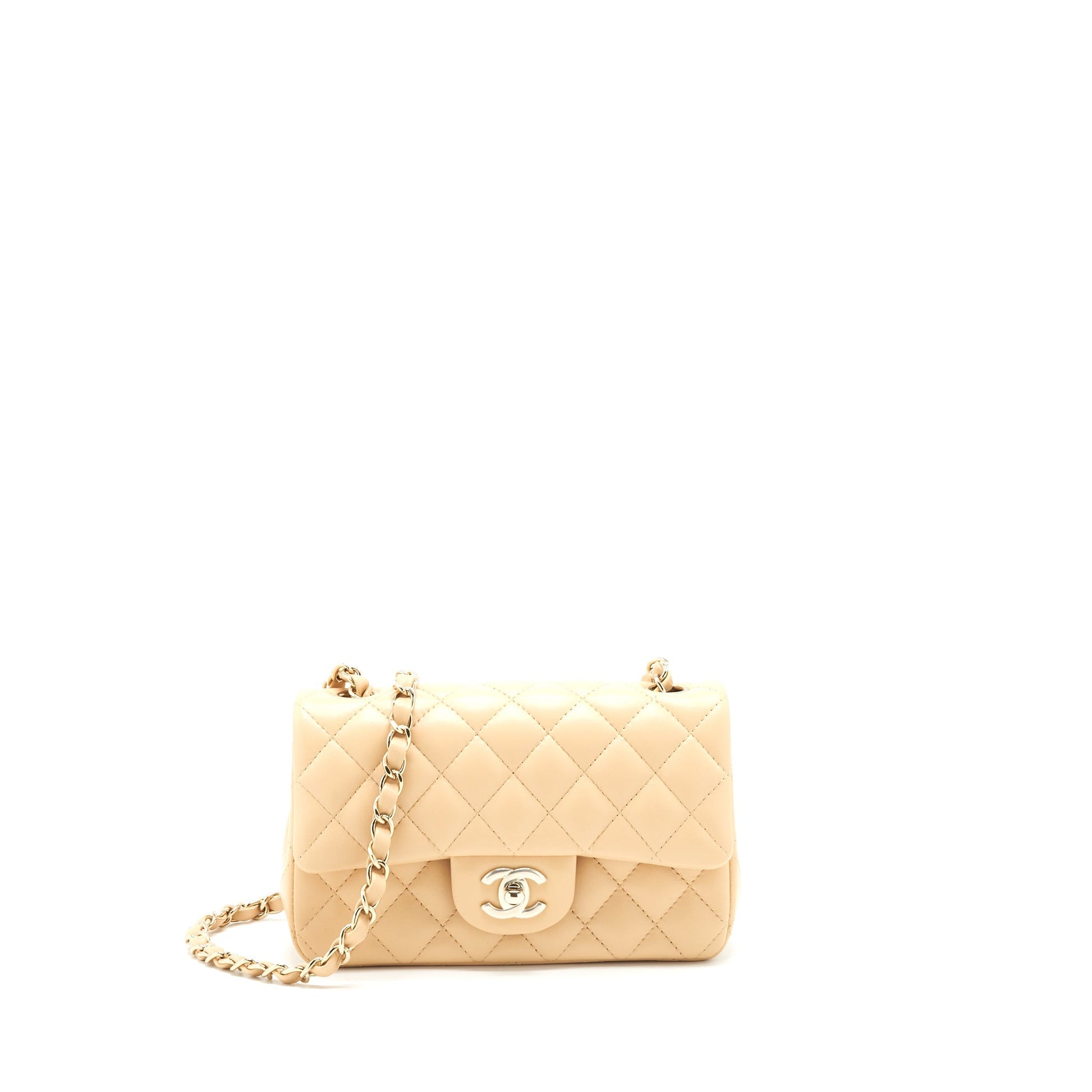 Chanel 22C Rectangular Flap Lambskin LGHW Beige Shoulder Bag