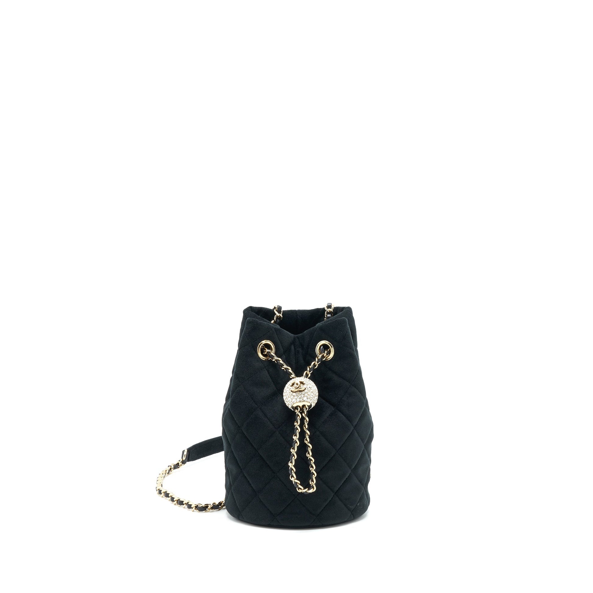 Chanel Pearl Crush On Bucket Velvet LGHW Black Bucket Bag