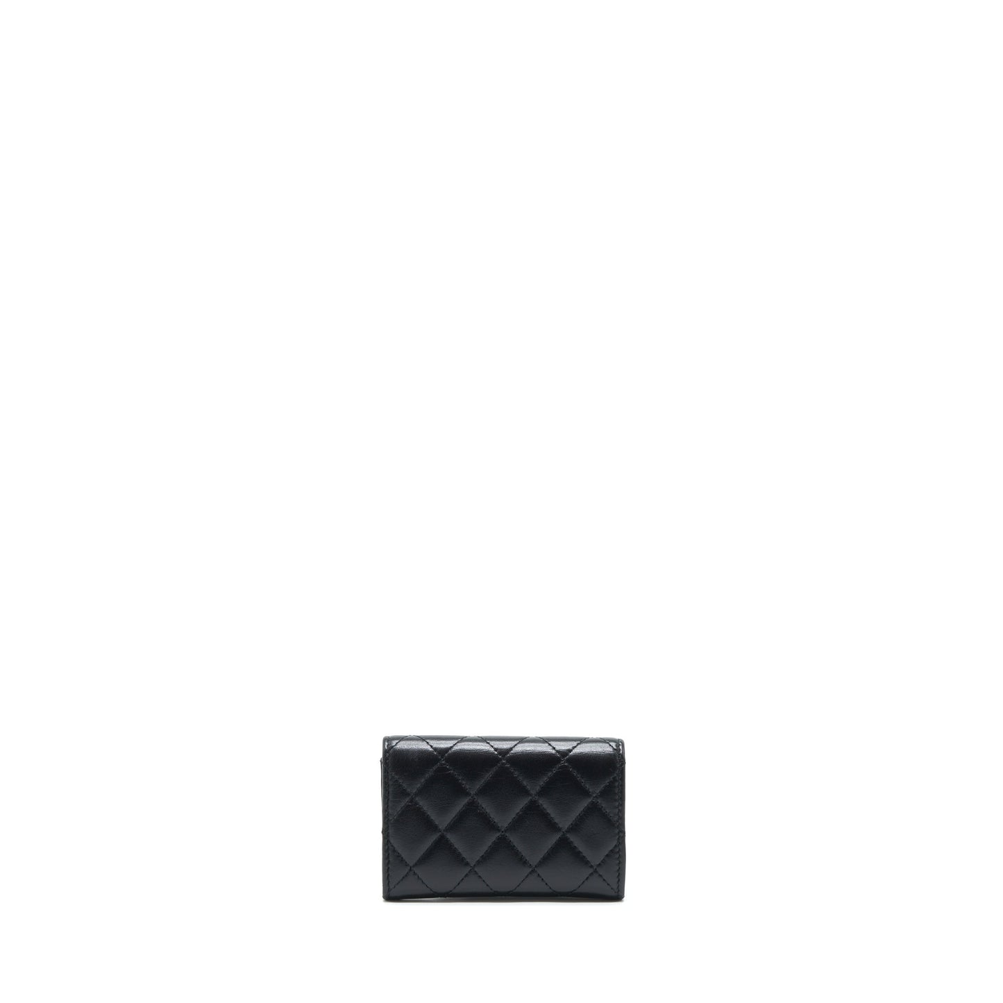 Chanel Quilted Flap Card Holder Lambskin GHW Black Wallet Case