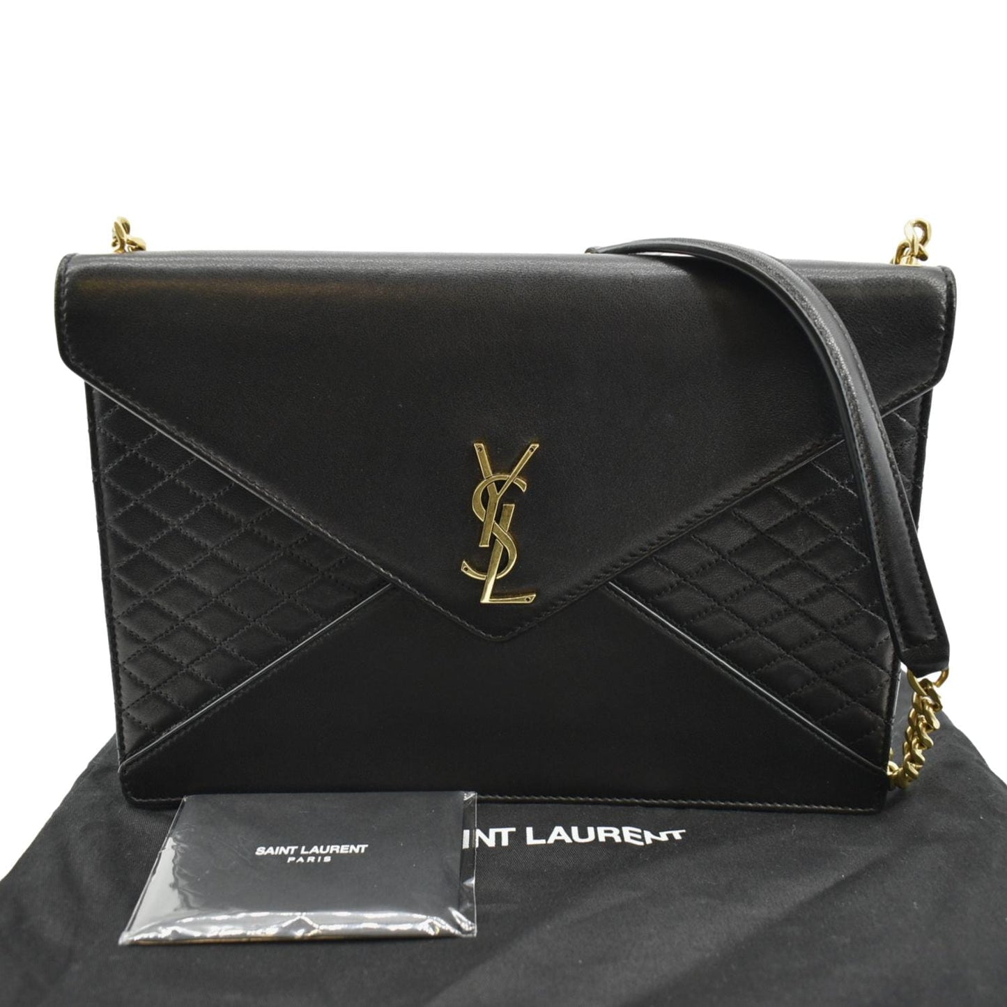 YSL Saint Laurent Yves Gaby Shoulder Bag Leather Lambskin Quilted