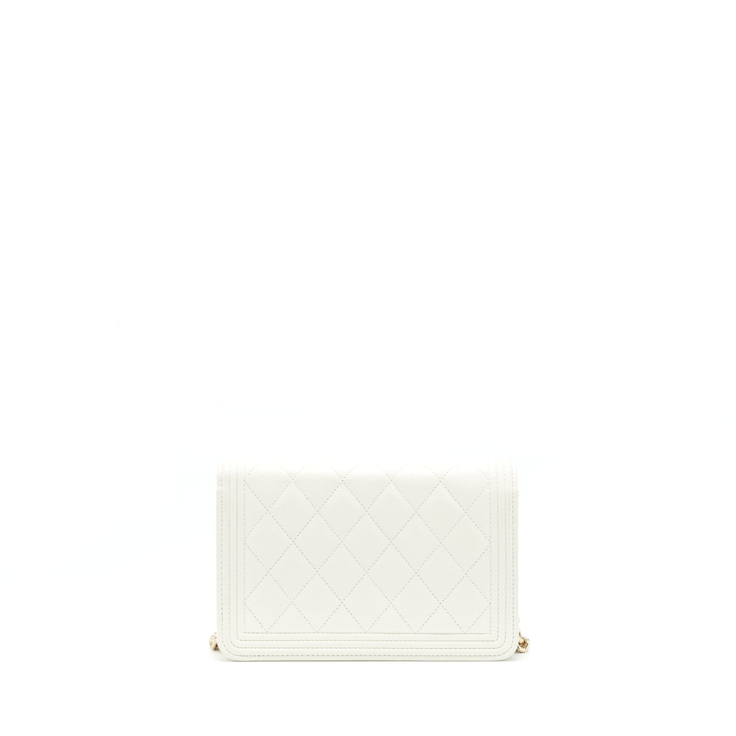 Chanel Boy On Caviar LGHW Microchip White Wallet Case