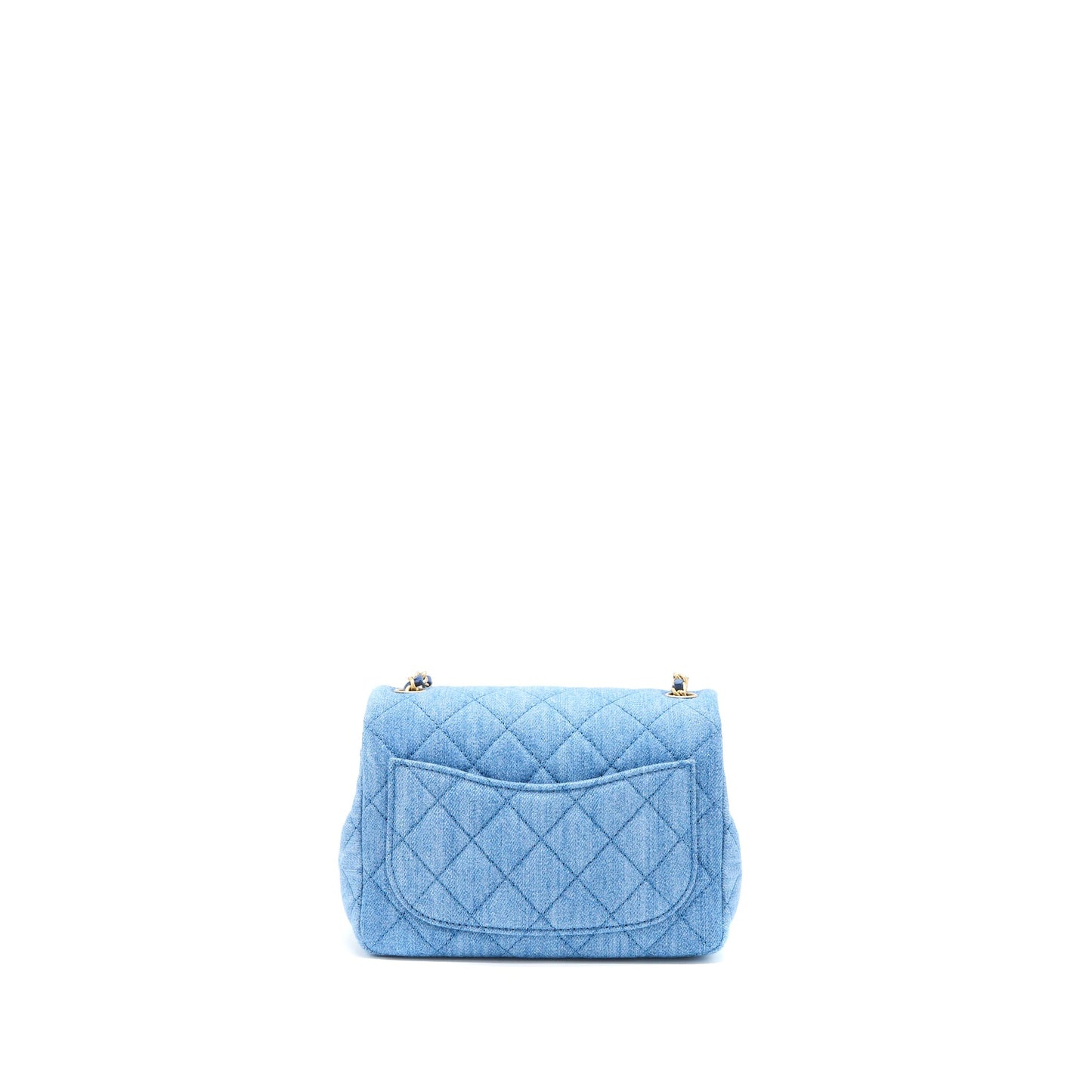 Chanel Pearl Crush Square Flap Denim Brushed Shoulder Bag
