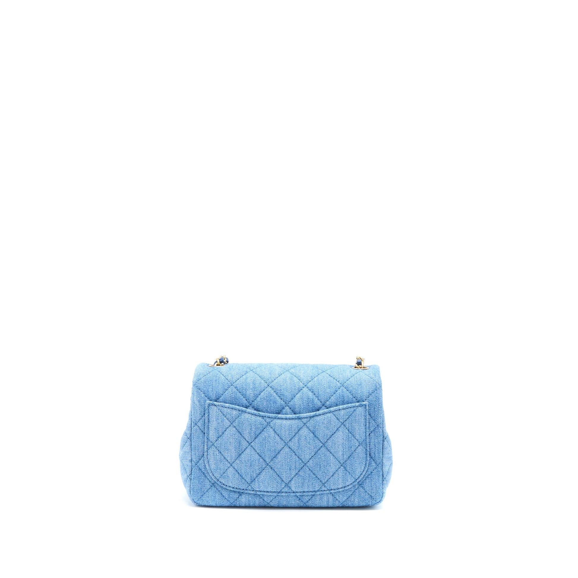 Chanel Pearl Crush Square Flap Denim Brushed Shoulder Bag