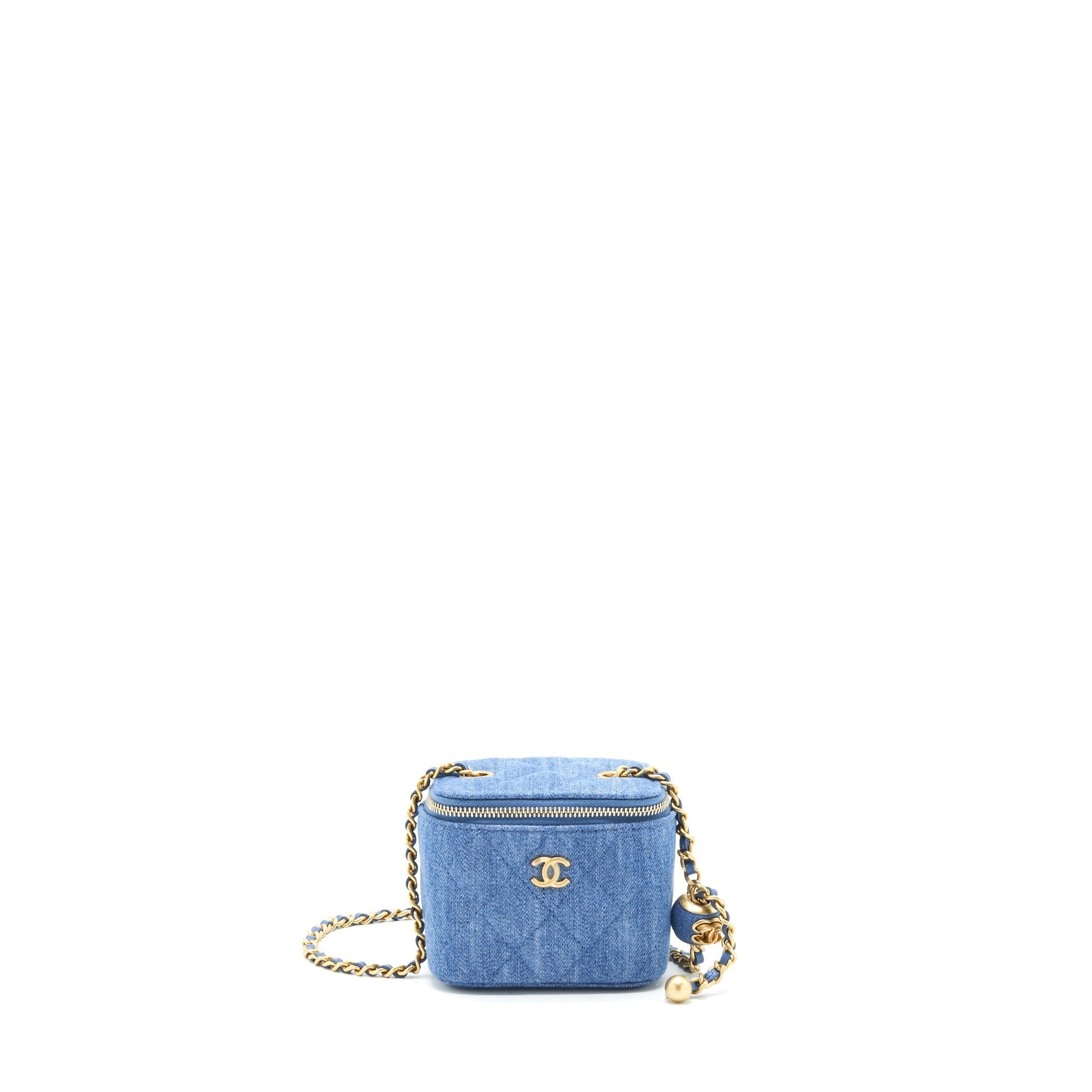 Chanel 22C Pearl Crush Vanity Denim GHW Blue Mini Bag
