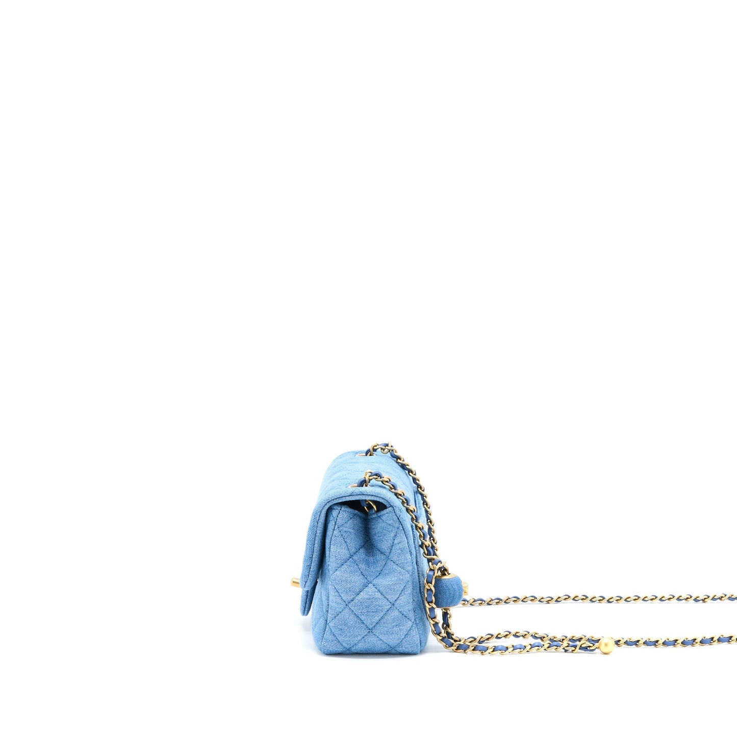 Chanel Pearl Crush Square Flap Denim Brushed Shoulder Bag
