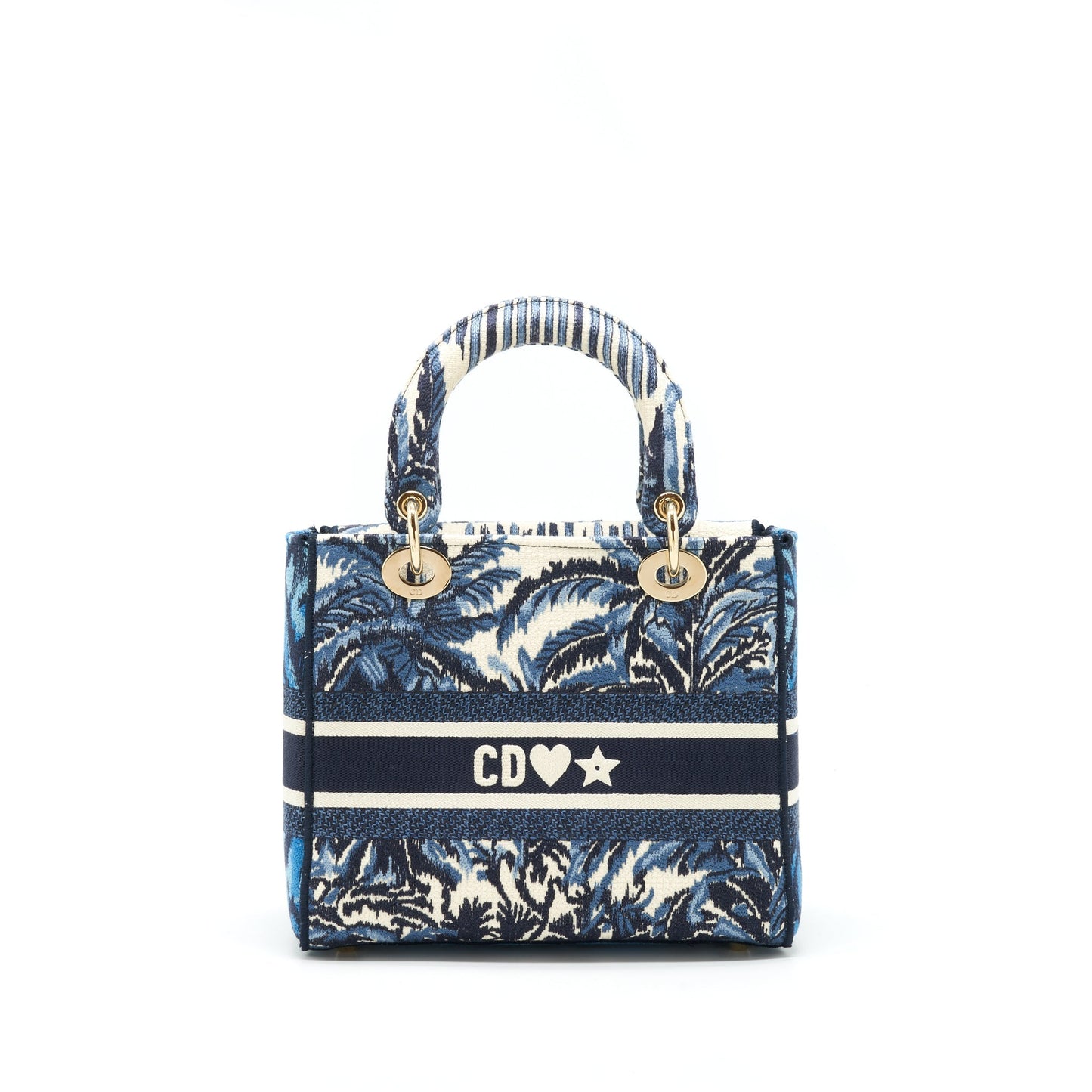 Dior Lady D Lite Purse Aqua Toile De Blue Medium Travel Bag