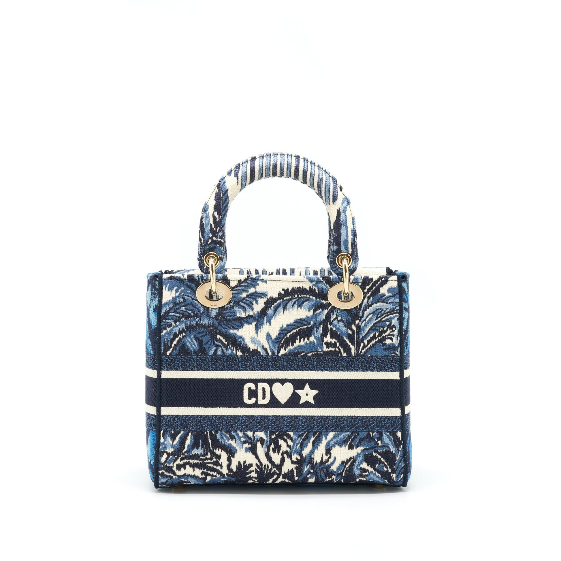 Dior Lady D Lite Purse Aqua Toile De Blue Medium Travel Bag