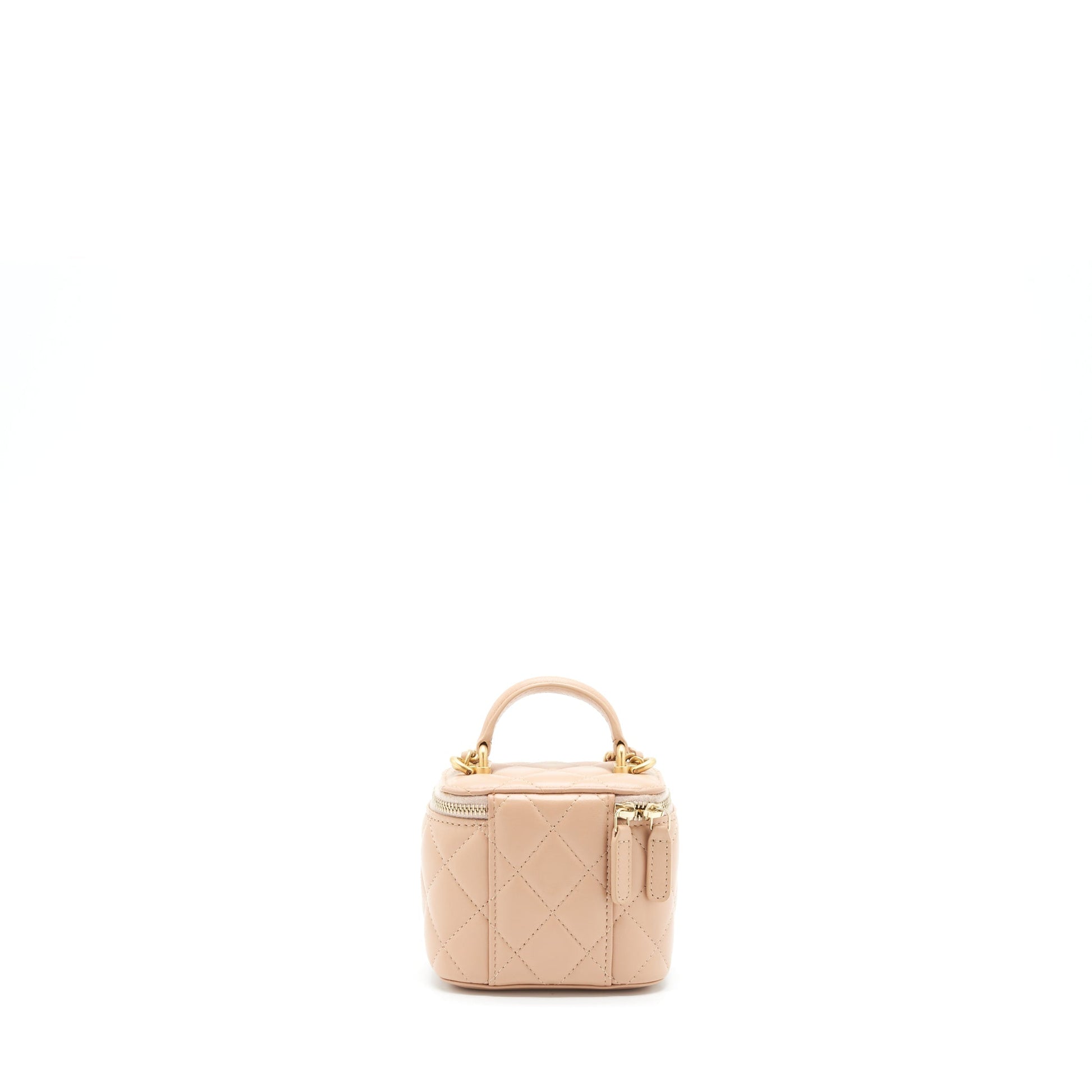 Chanel Top Handle Vanity On Lambskin GHW Beige Mini Bag