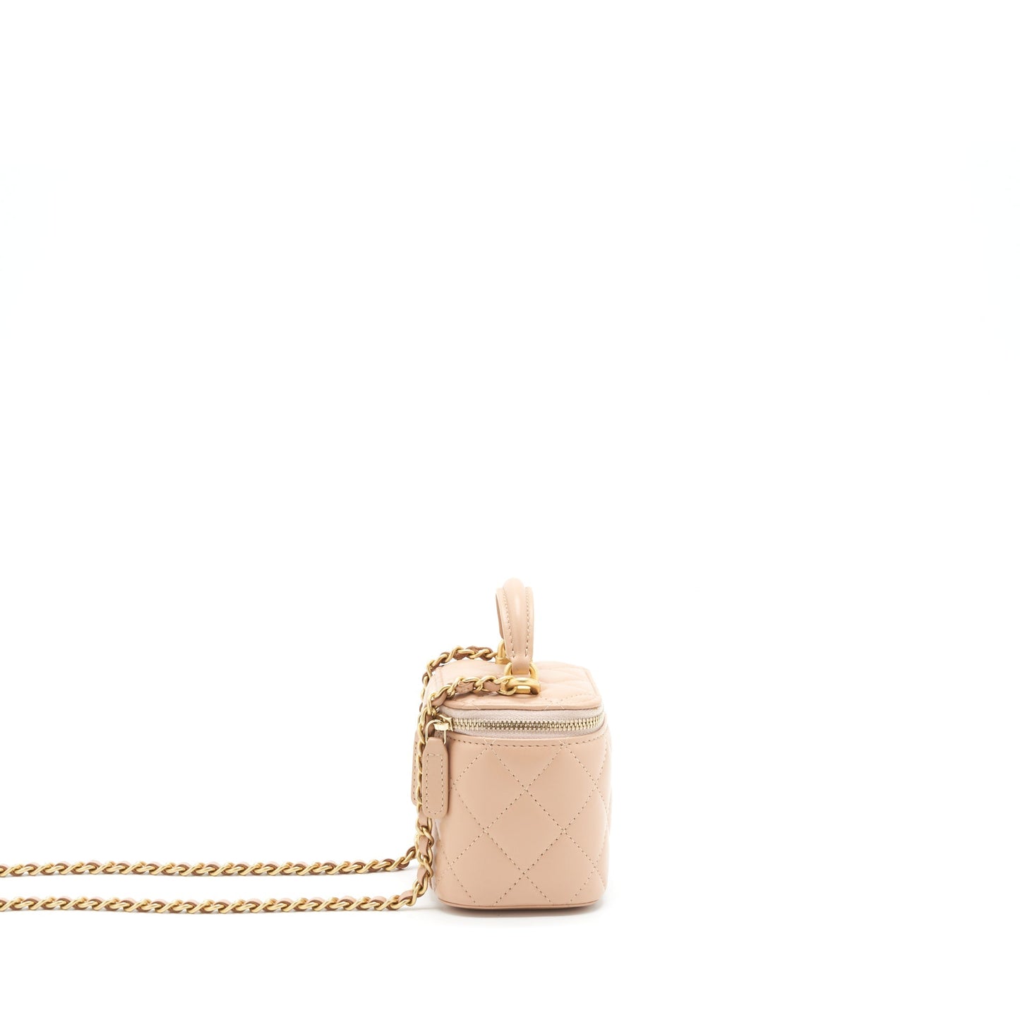 Chanel Top Handle Vanity On Lambskin GHW Beige Mini Bag