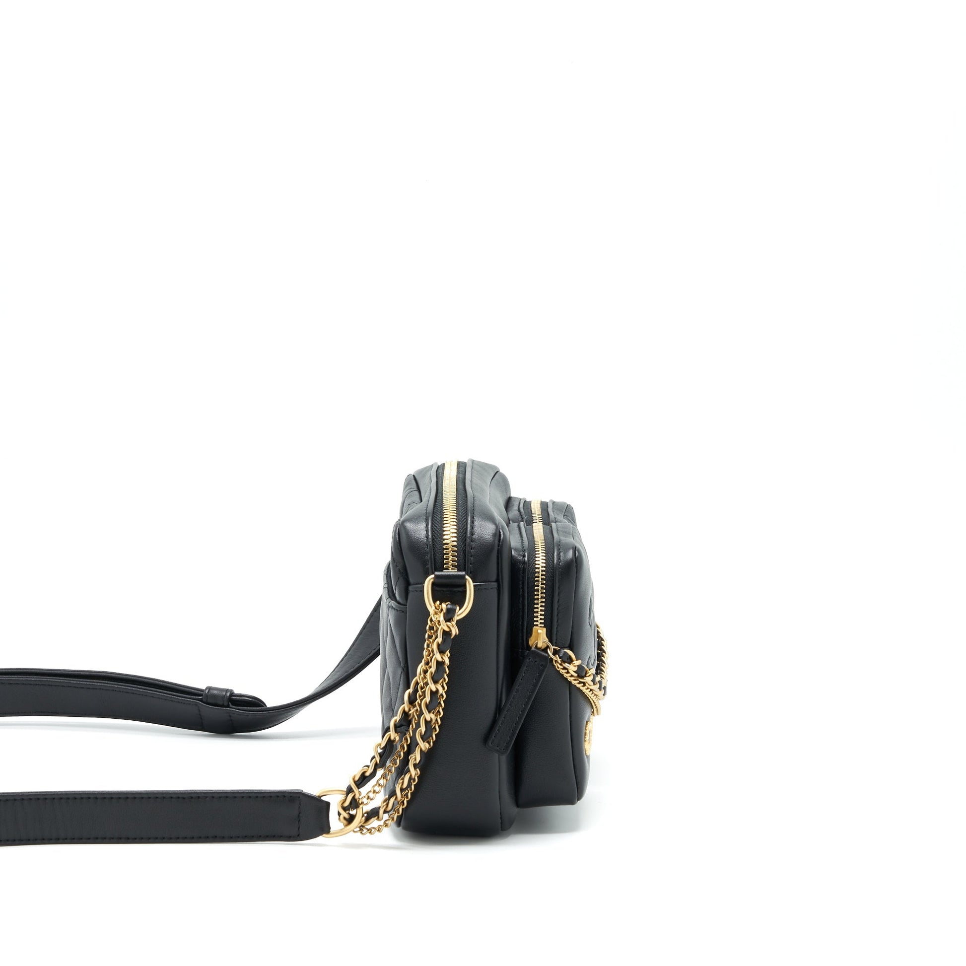 Chanel 22C Camera Calfskin GHW Black Crossbody Bag