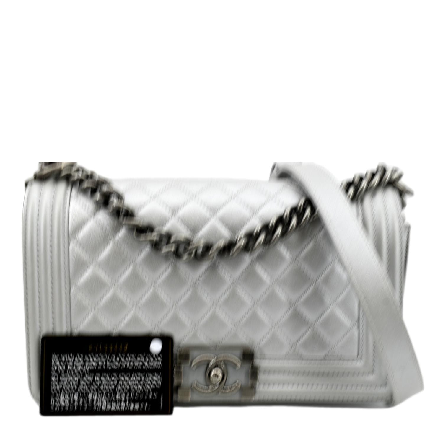 Louis Vuitton CHANEL Boy Flap Quilted Leather Silver Travel Bag