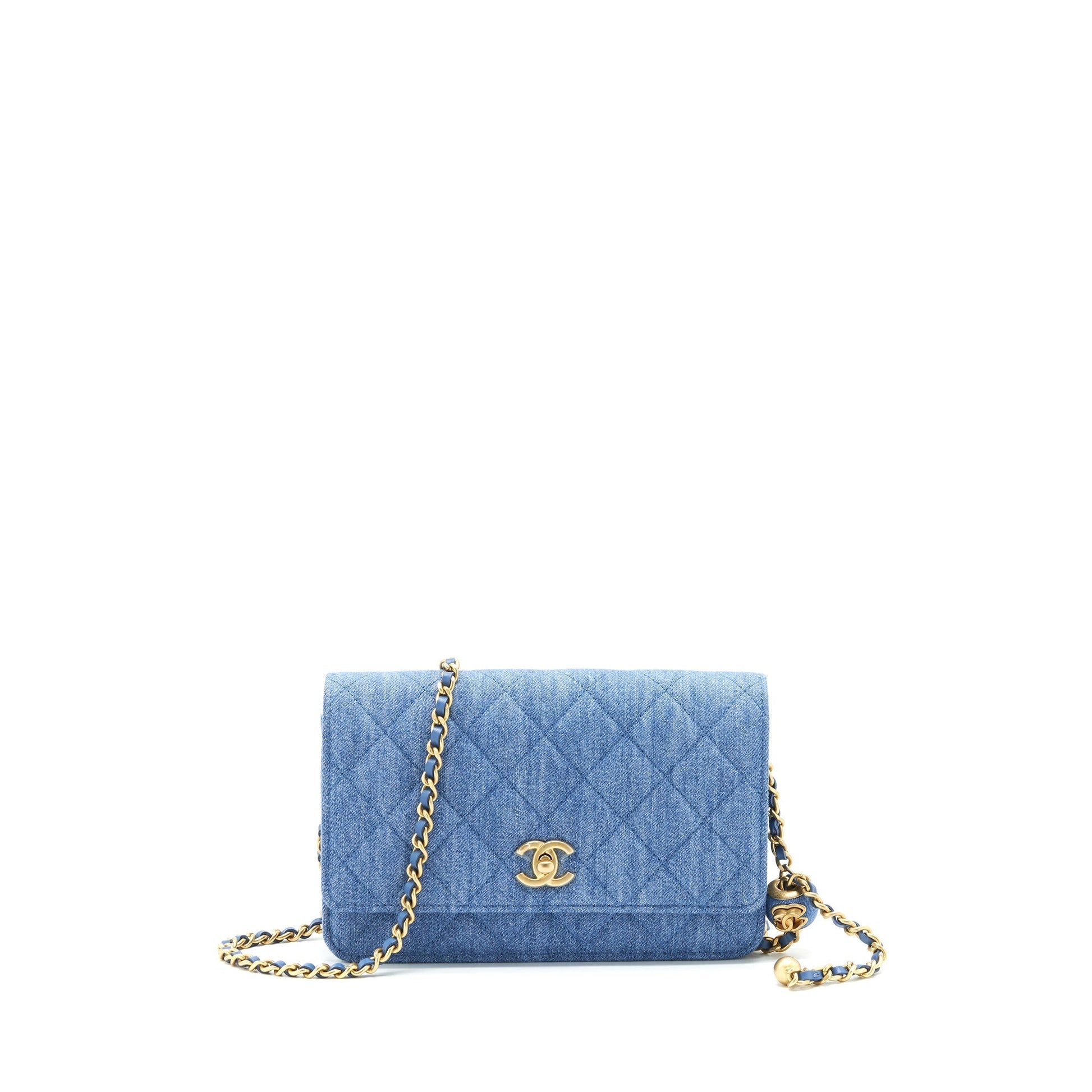 Chanel 22C Pearl Crush On Denim GHW Wallet Case Ghw 1