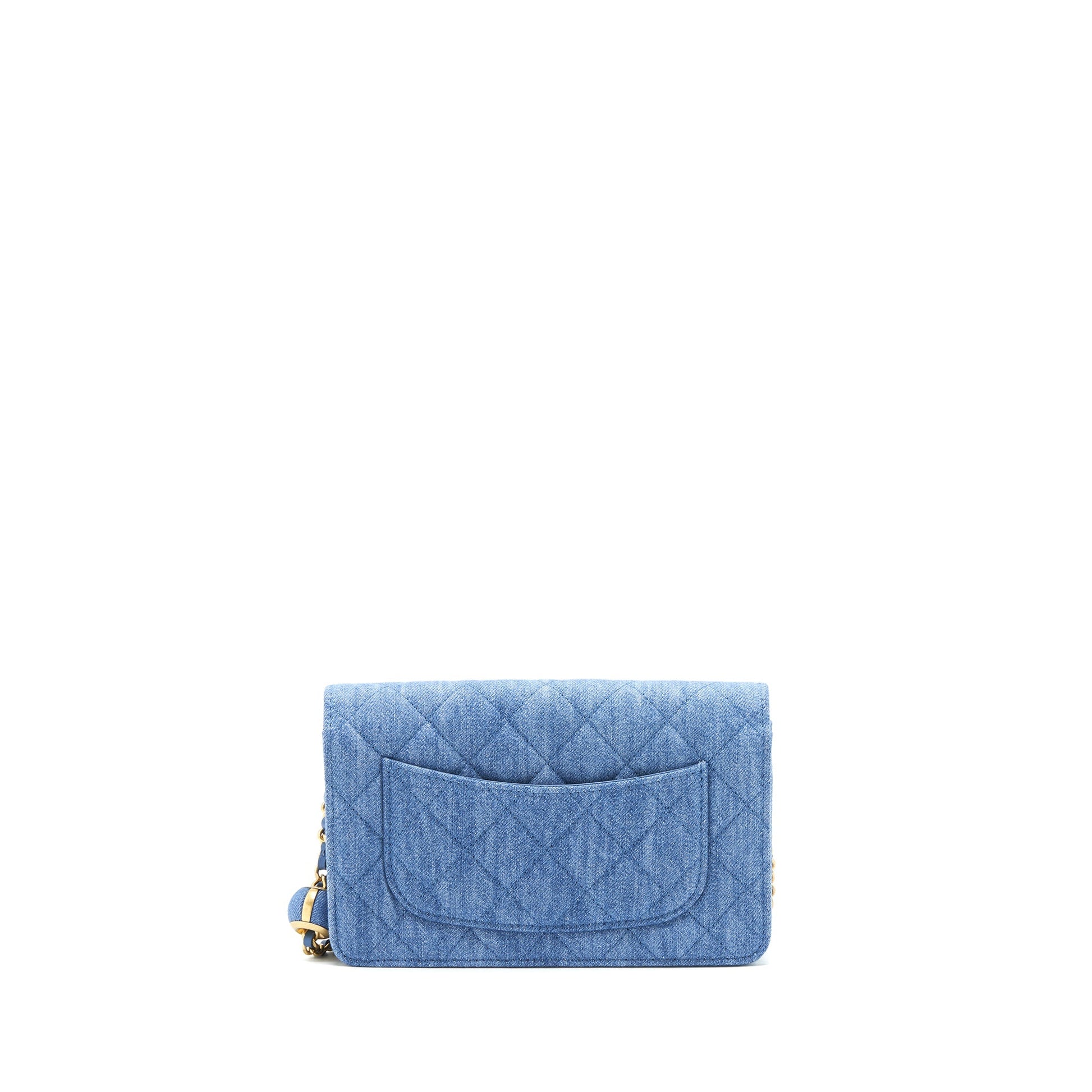 Chanel 22C Pearl Crush On Denim GHW Wallet Case Denim Ghw
