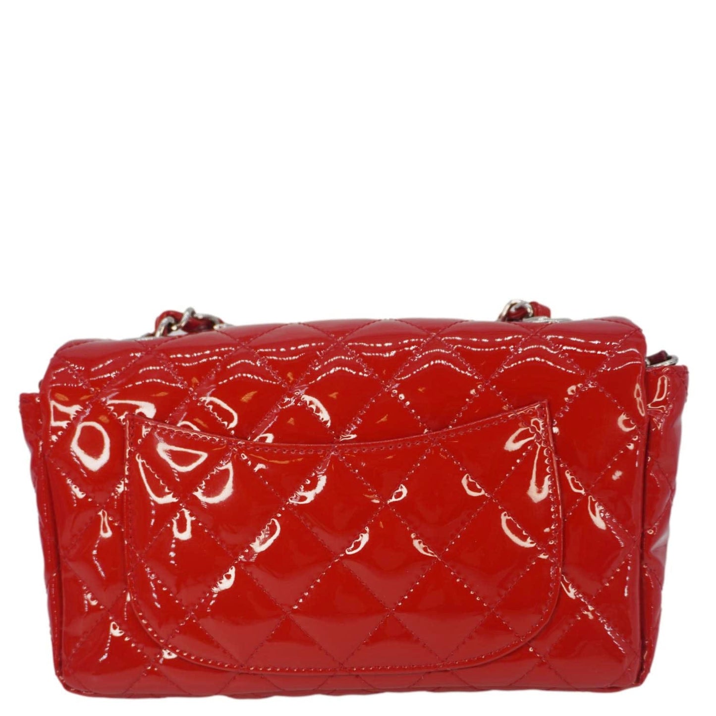 Chanel Classic Rectangular Flap Quilted Patent Leather Red Travel Bag