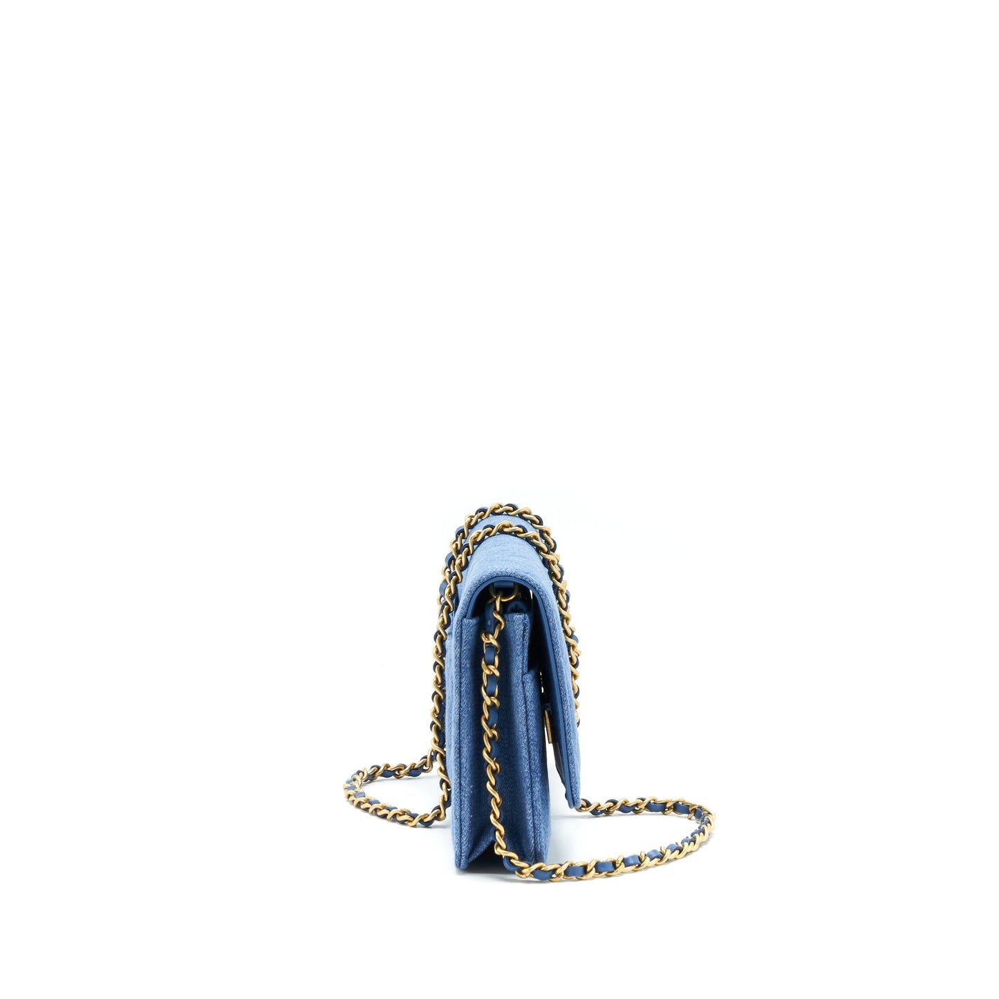 Chanel 22C Pearl Crush On Denim GHW Wallet Case Ghw 1