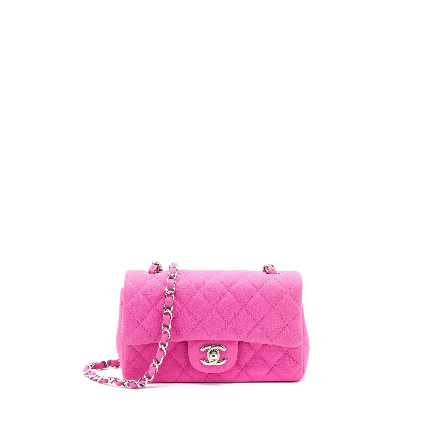 Chanel Rectangular Flap Grained Calfskin SHW Pink Shoulder Bag