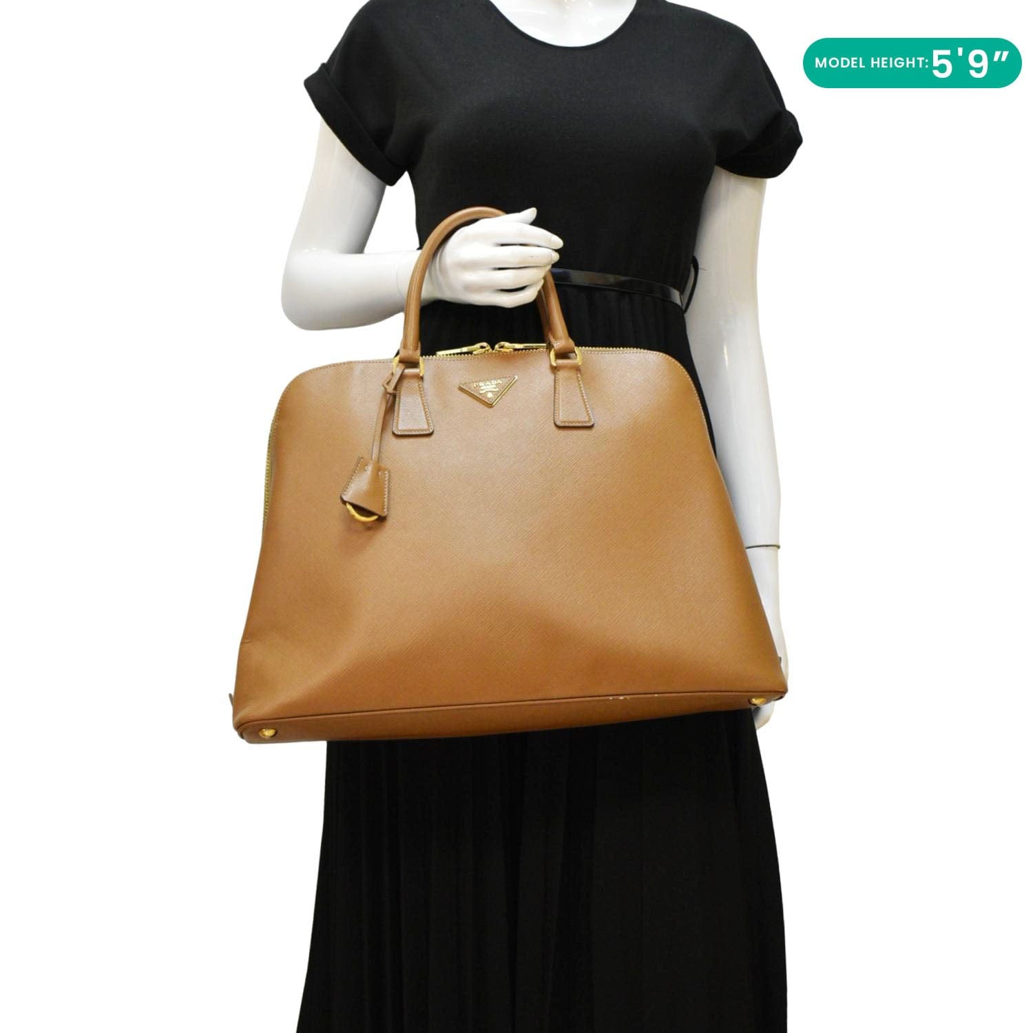 Promenade Saffiano Satchel Bag Light Leather Brown Travel Bag