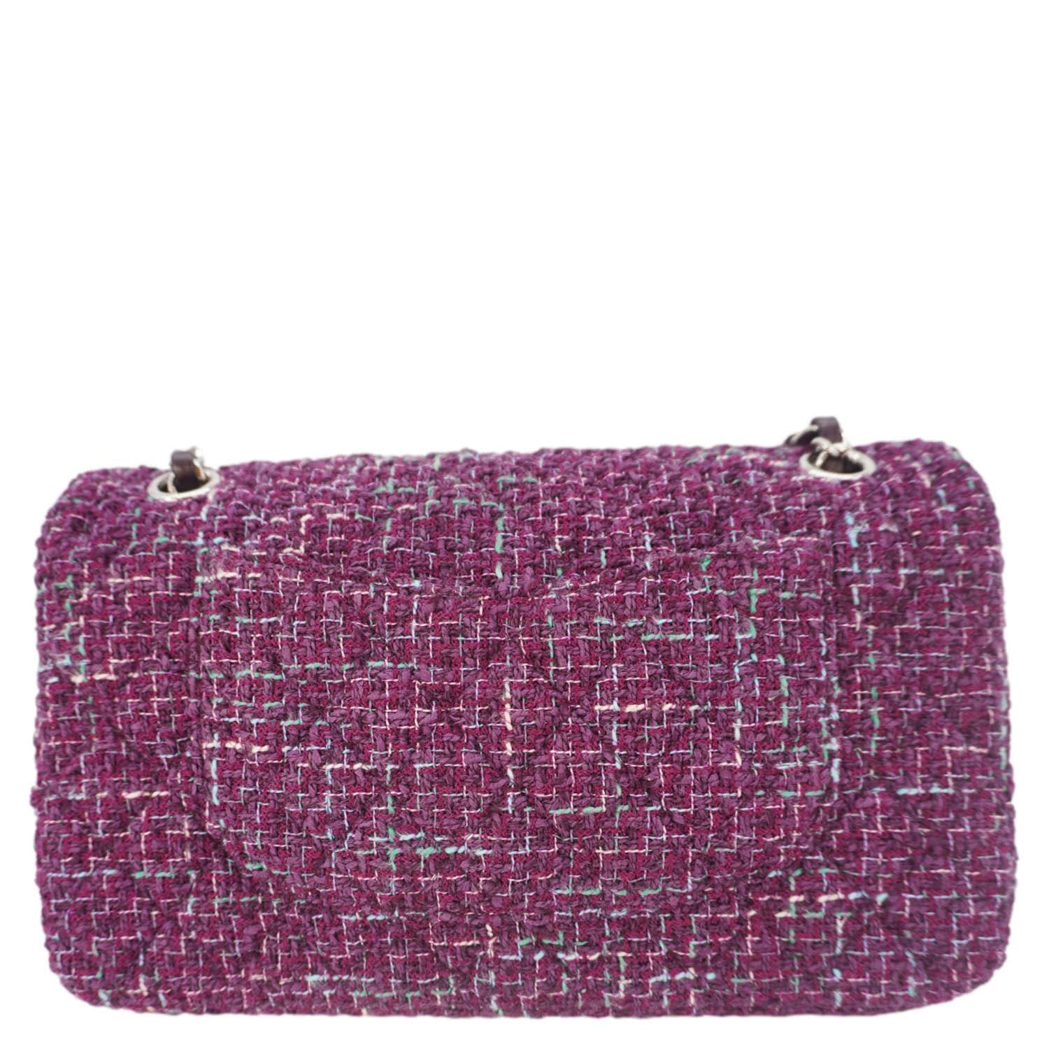 Chanel Classic Double Flap Tweed Purple Travel Bag