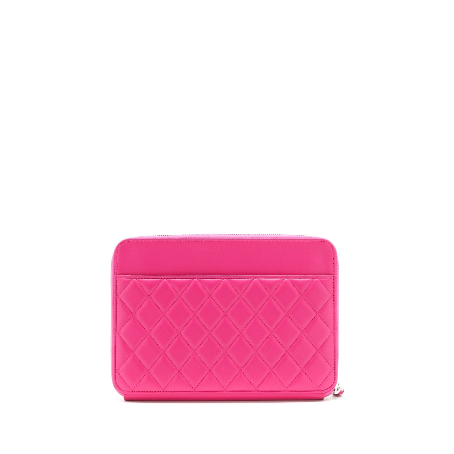Chanel Quilted Zipper Lambskin SHW Pink Clutch Bag