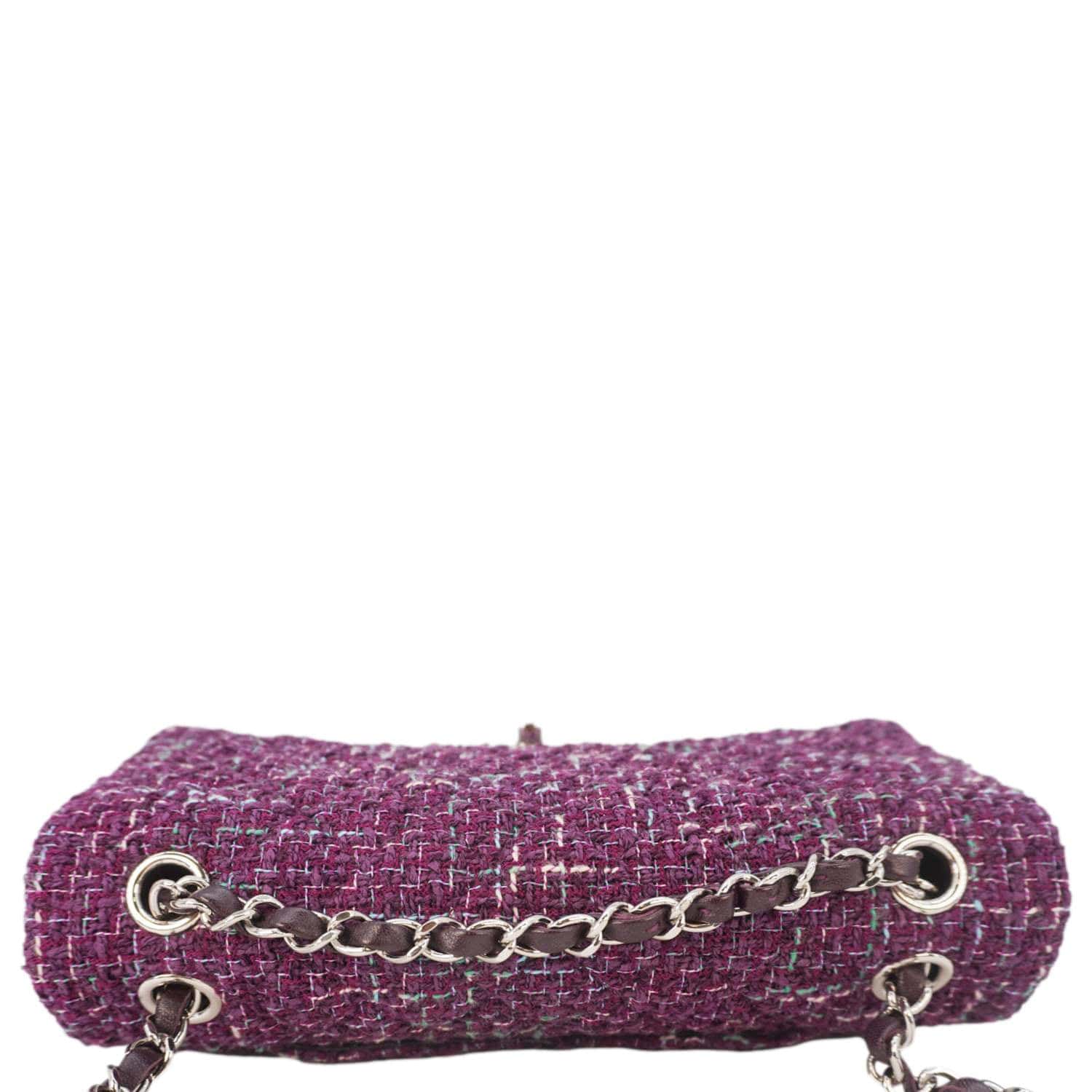 Chanel Classic Double Flap Tweed Purple Travel Bag