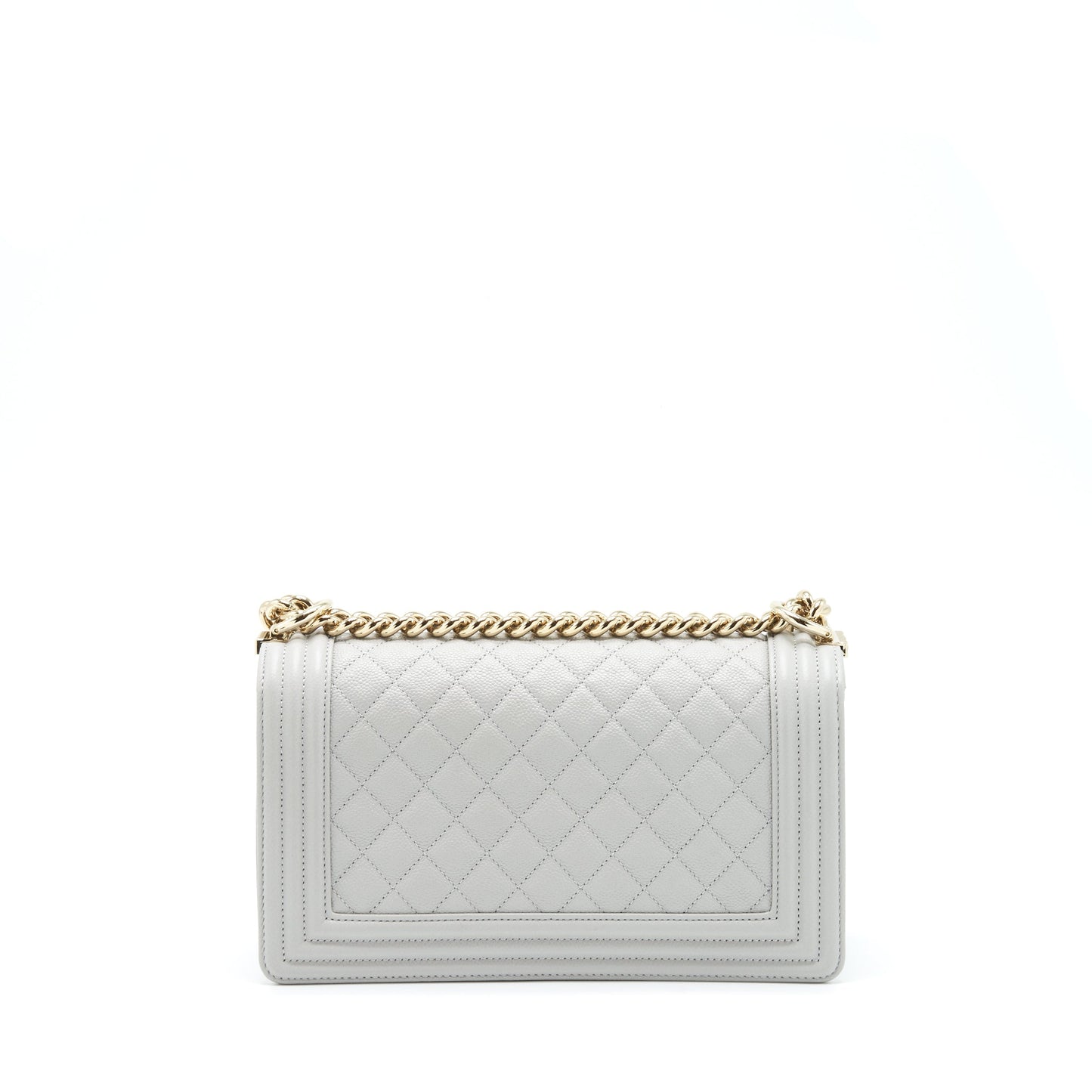 Chanel Boy Caviar Light SHW Microchip Grey Handbag