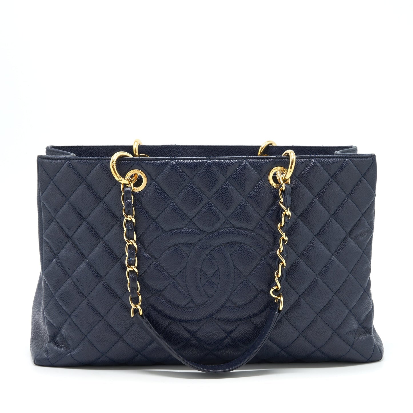 Chanel Grand Shopping XL Caviar Navy GHW Blue Tote Bag