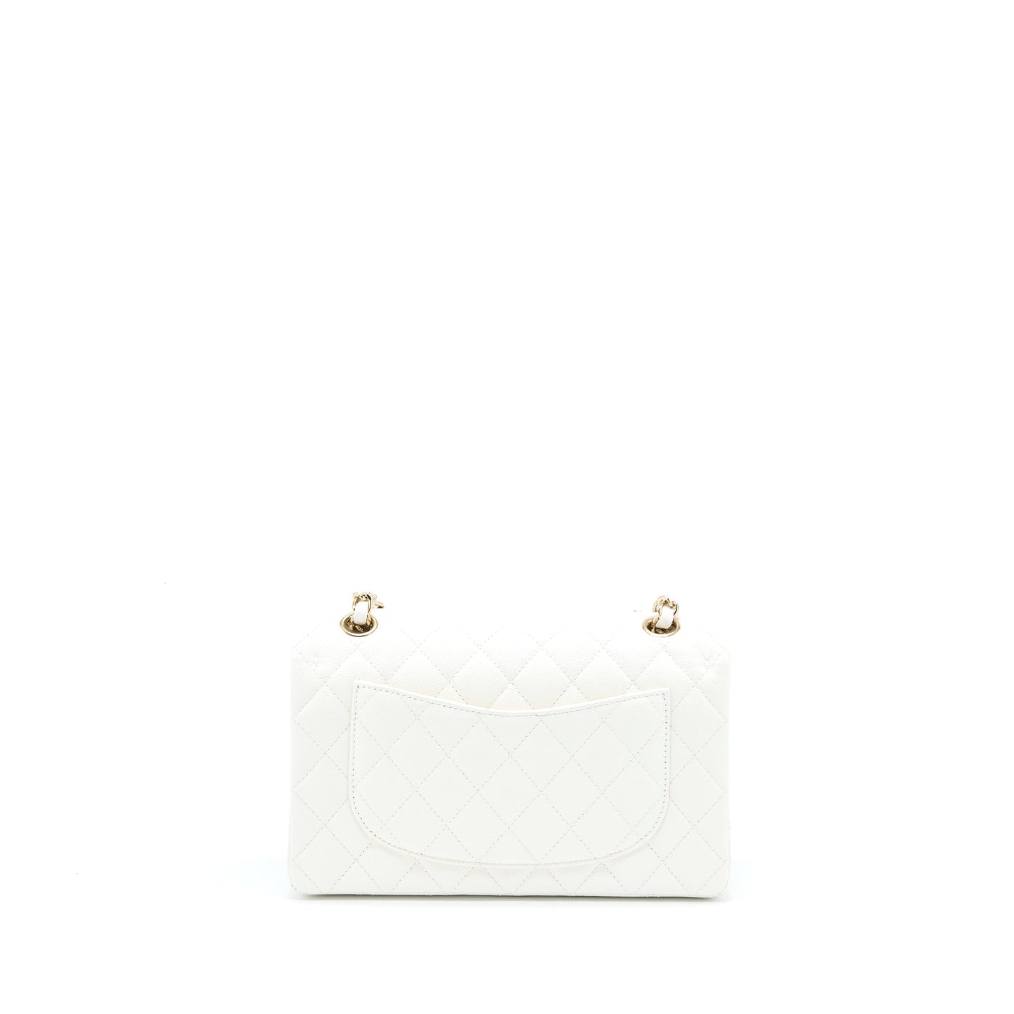 Chanel Classic Flap Caviar LGHW Microchip White Small Shoulder Bag